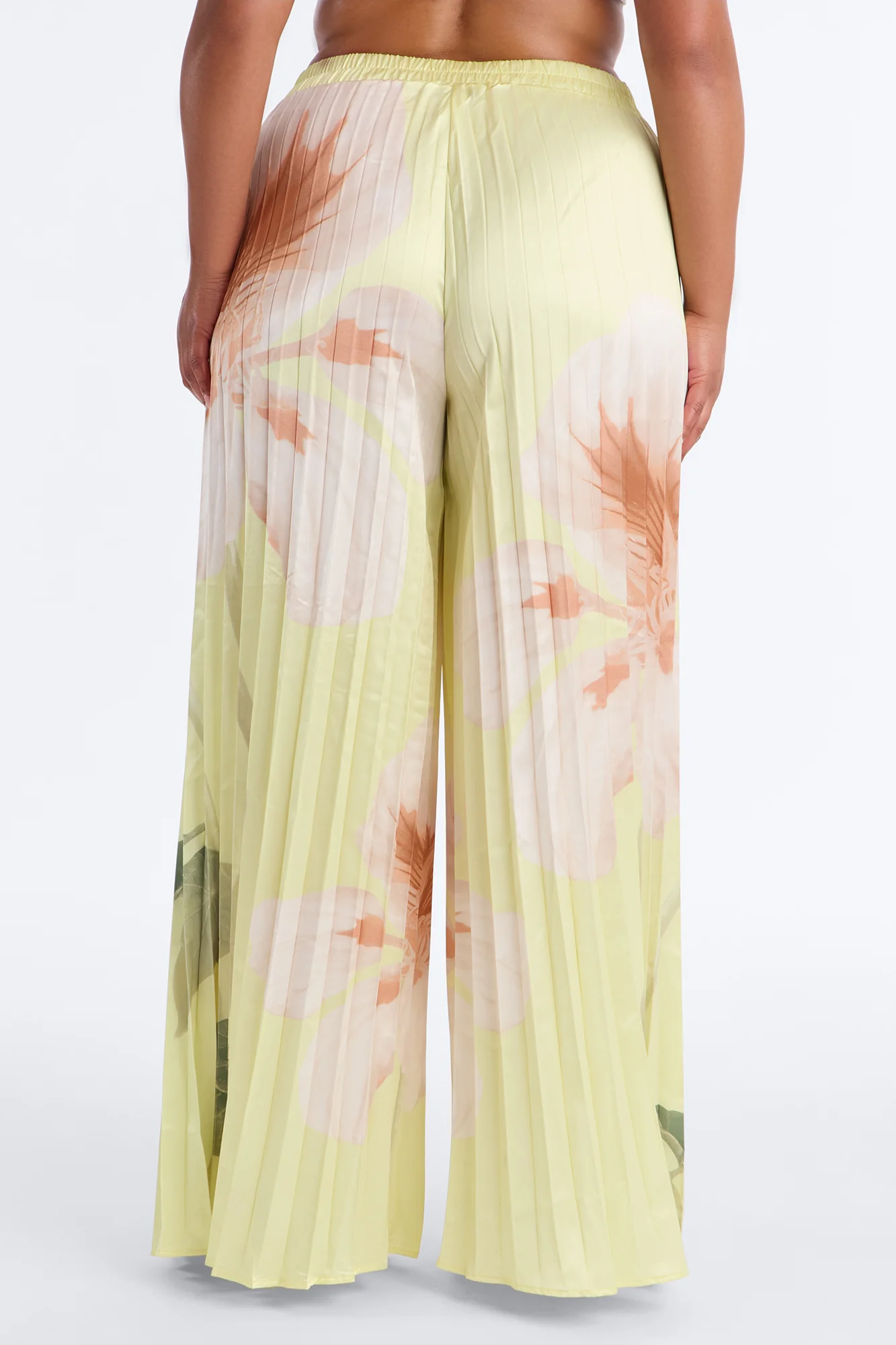 Penelope Plisse Satin Wide Leg Pant - Yellow/combo - Image 7