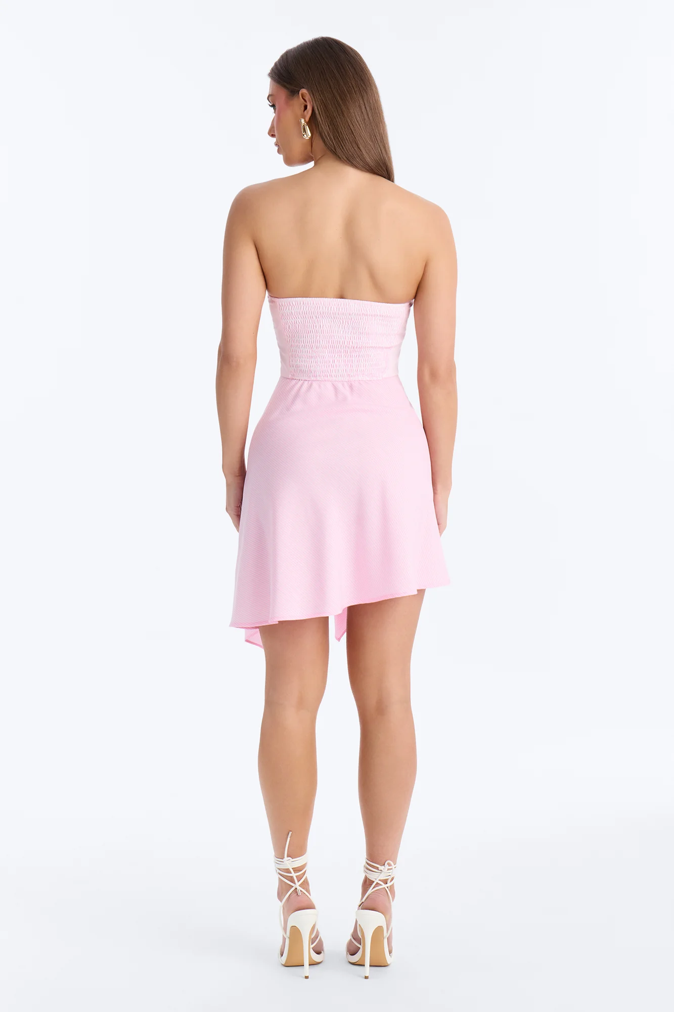 Penny Pinstripe Strapless Mini Dress - Pink - Image 4