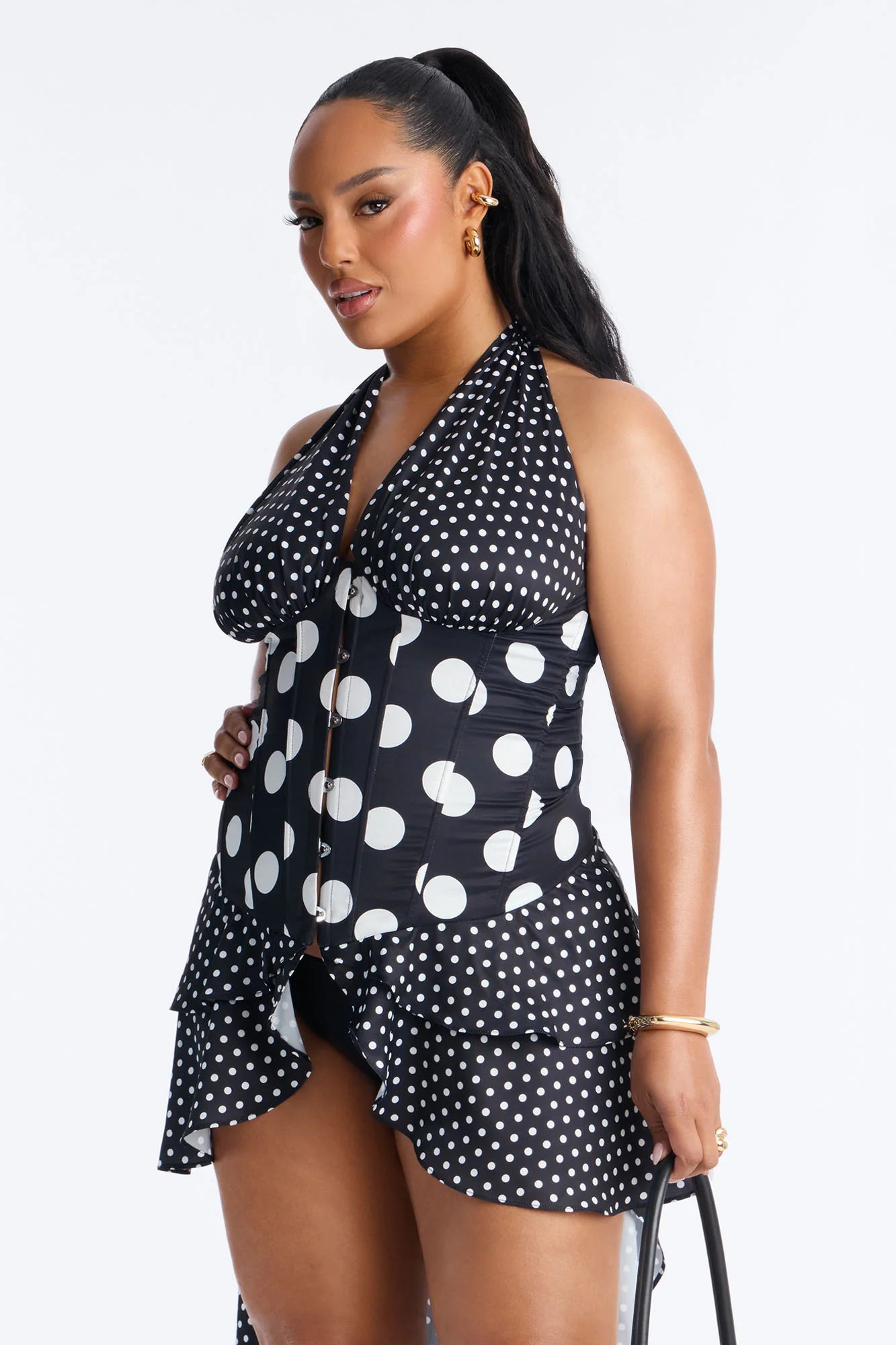 Penny Polka Dot Hi-Low Top - Black/White - Image 6
