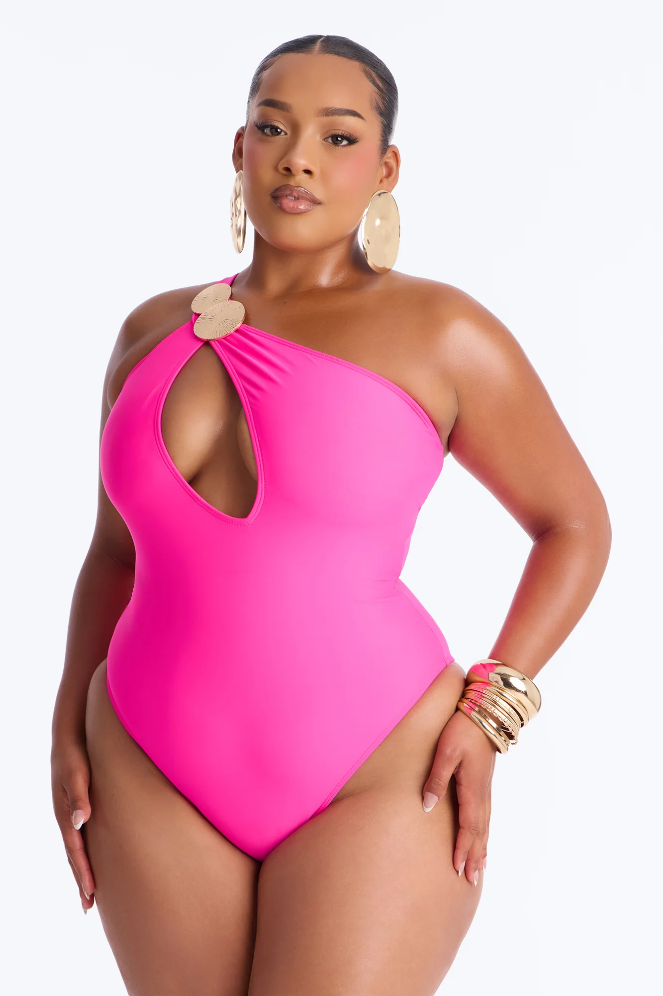 Perfect Waves Hardware Cutout 1 Piece Swimsuit - Hot Pink - Image 4