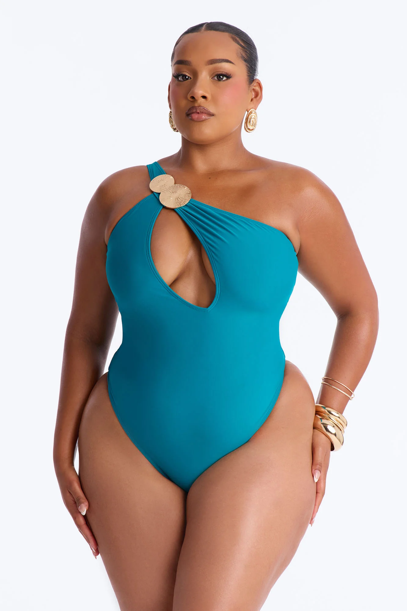Perfect Waves Hardware Cutout 1 Piece Swimsuit - Teal - Image 4