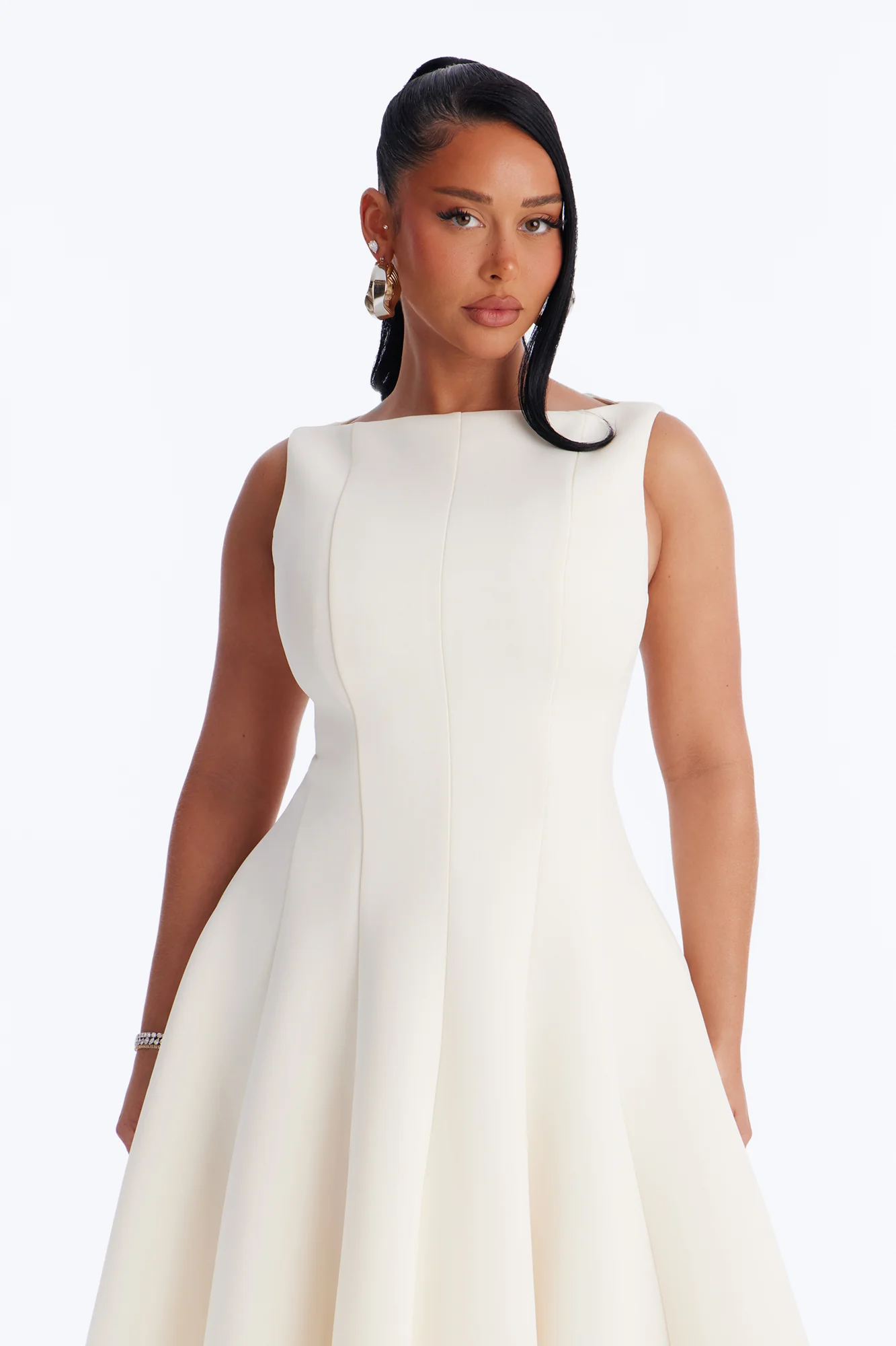 Petite Sweet Sunday Pleated Midi Dress - Cream - Image 2