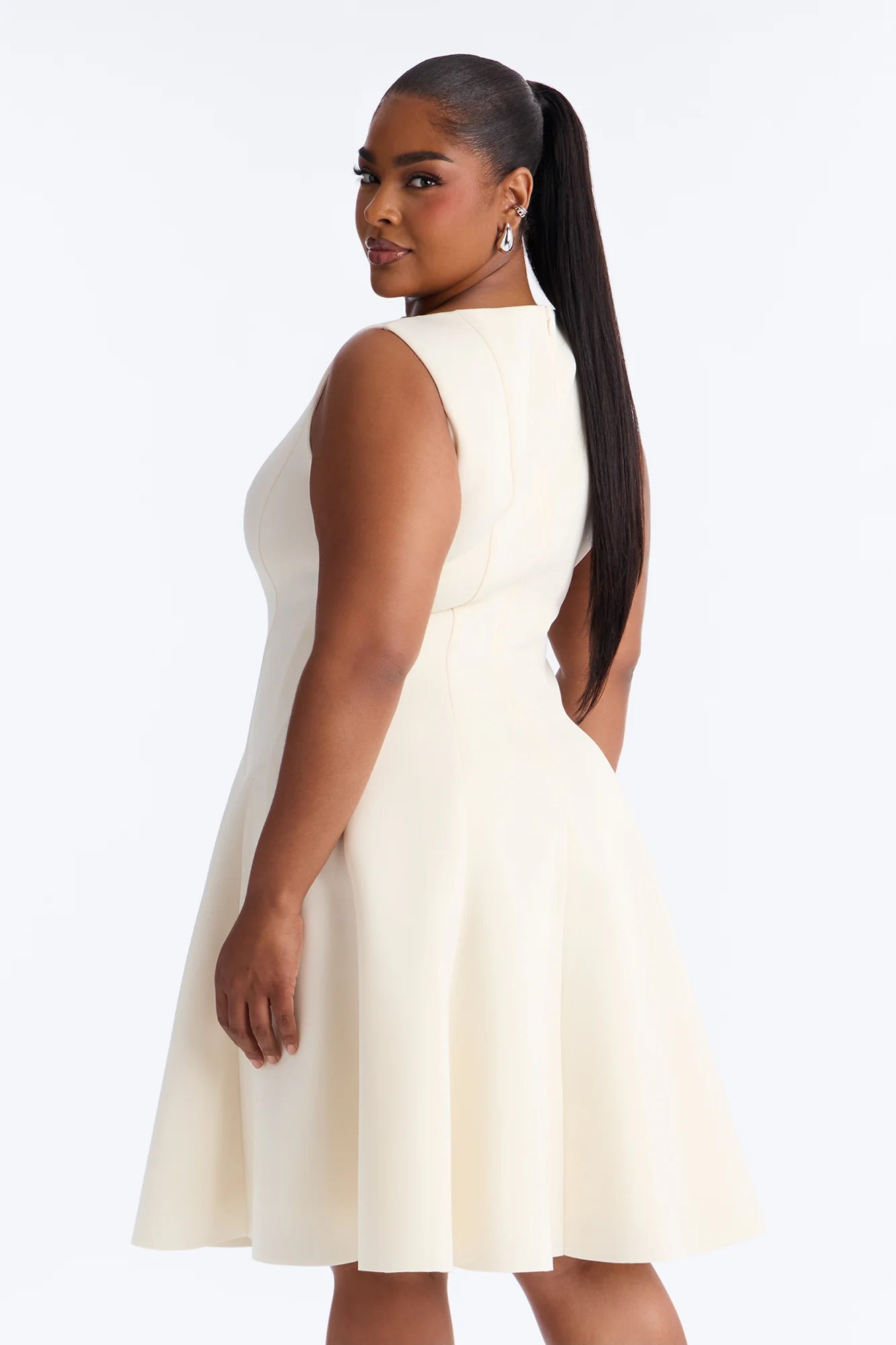 Petite Sweet Sunday Pleated Midi Dress - Cream - Image 7