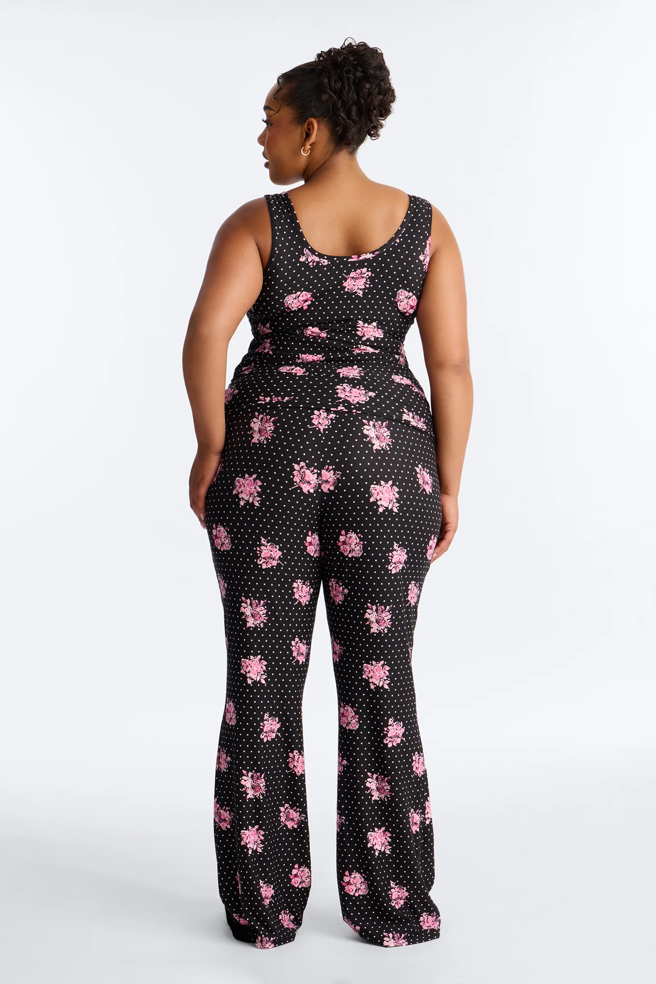 Petty Dreams Tank PJ Foldover Pant Set - Black/Pink - Image 7
