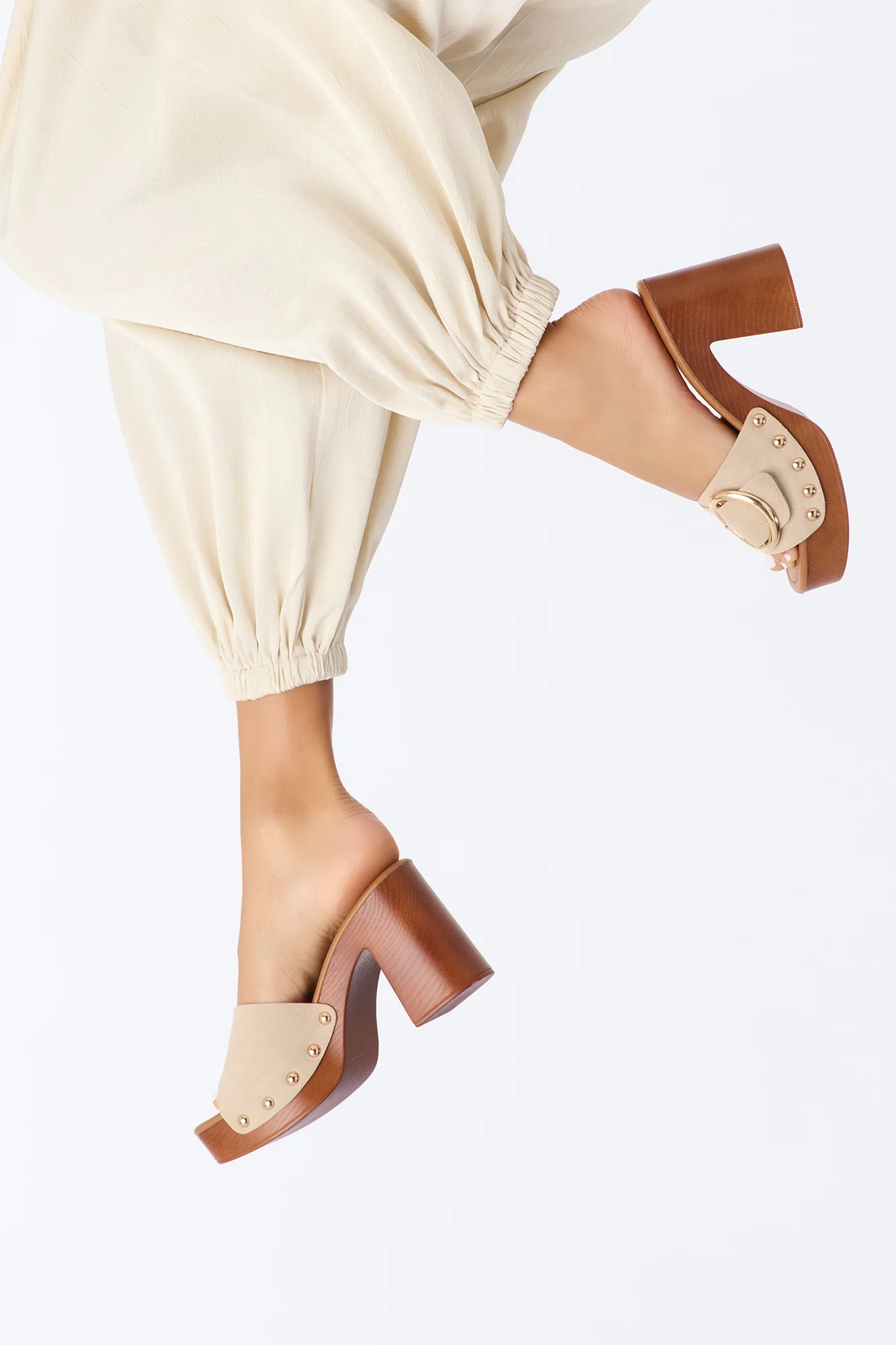Peyton Platform Mules - Cream - Image 3