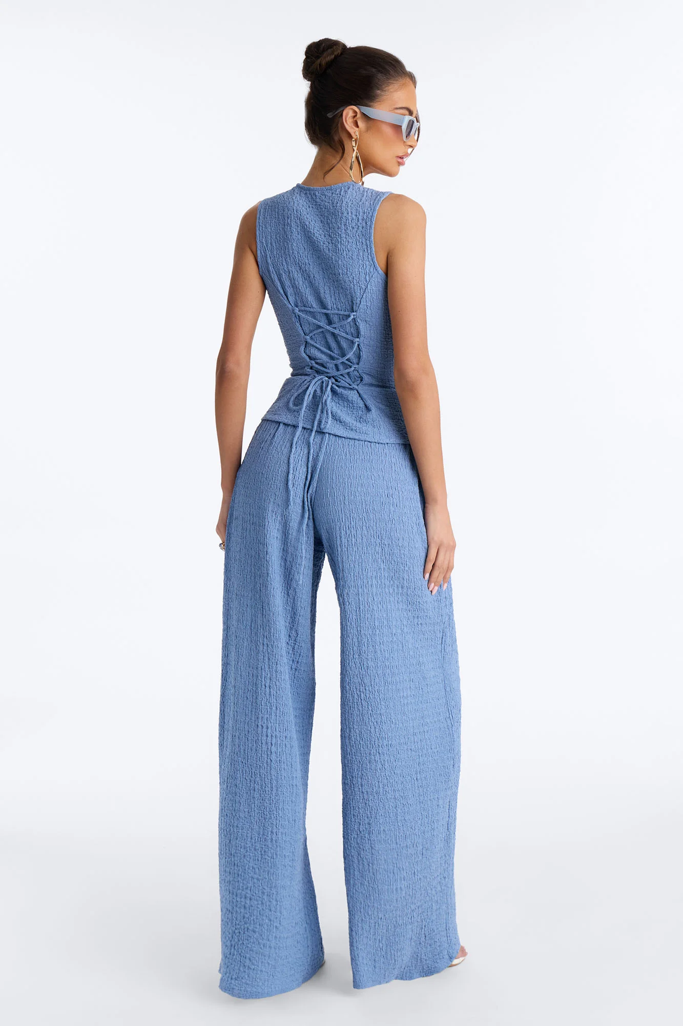 Pheobe Textured Pant Set - Blue - Image 3