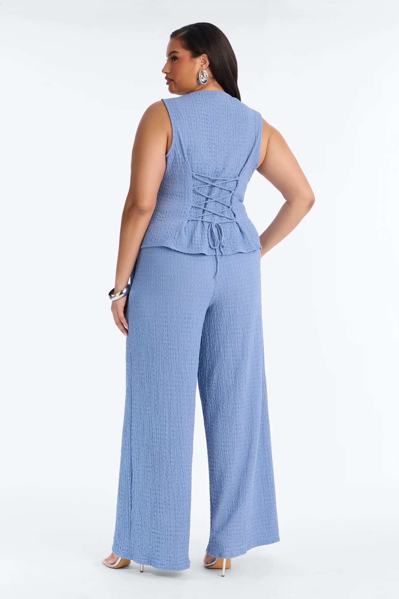 Pheobe Textured Pant Set - Blue - Image 7