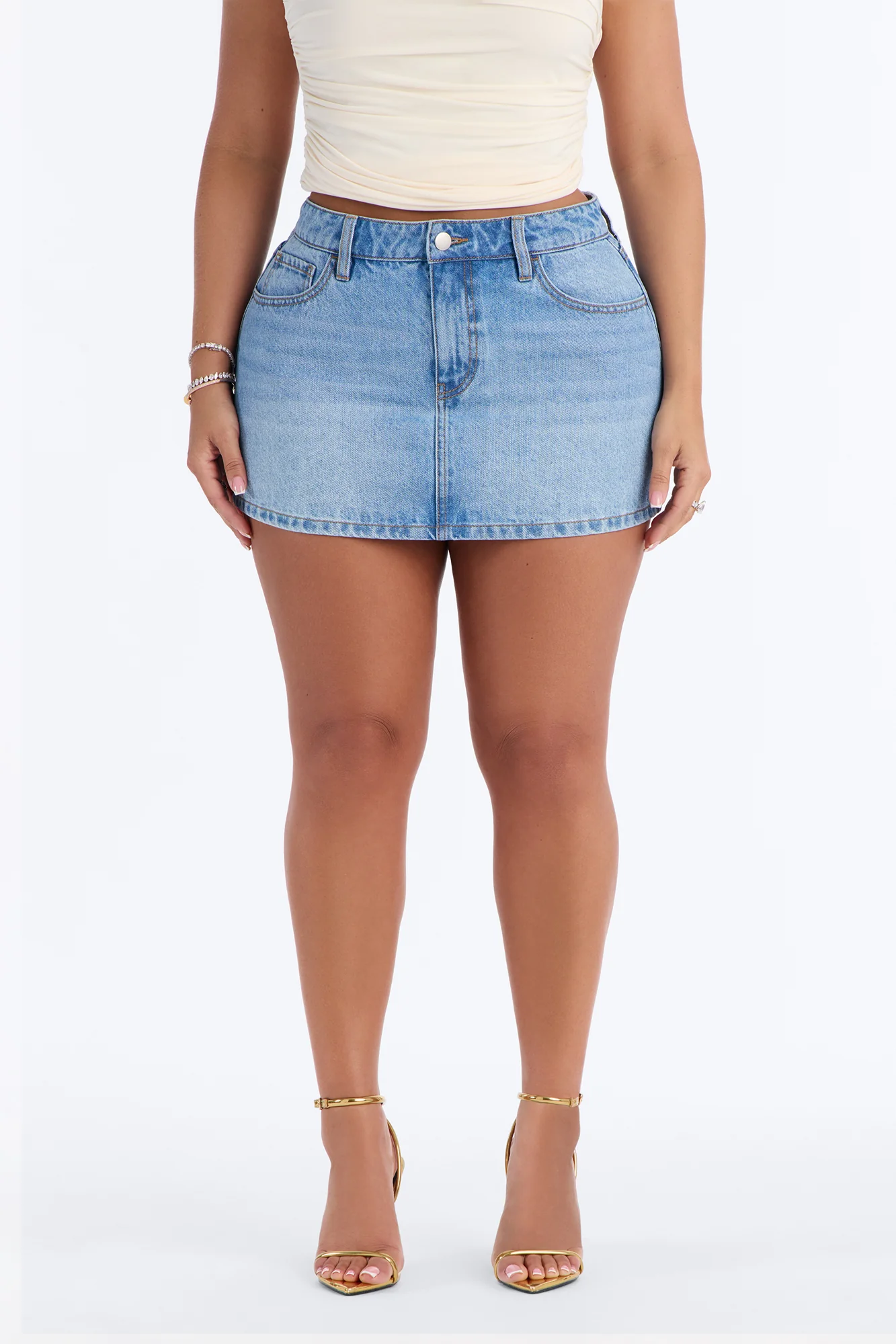 Phoebe Denim Micro Mini Skirt - Light Wash - Image 2