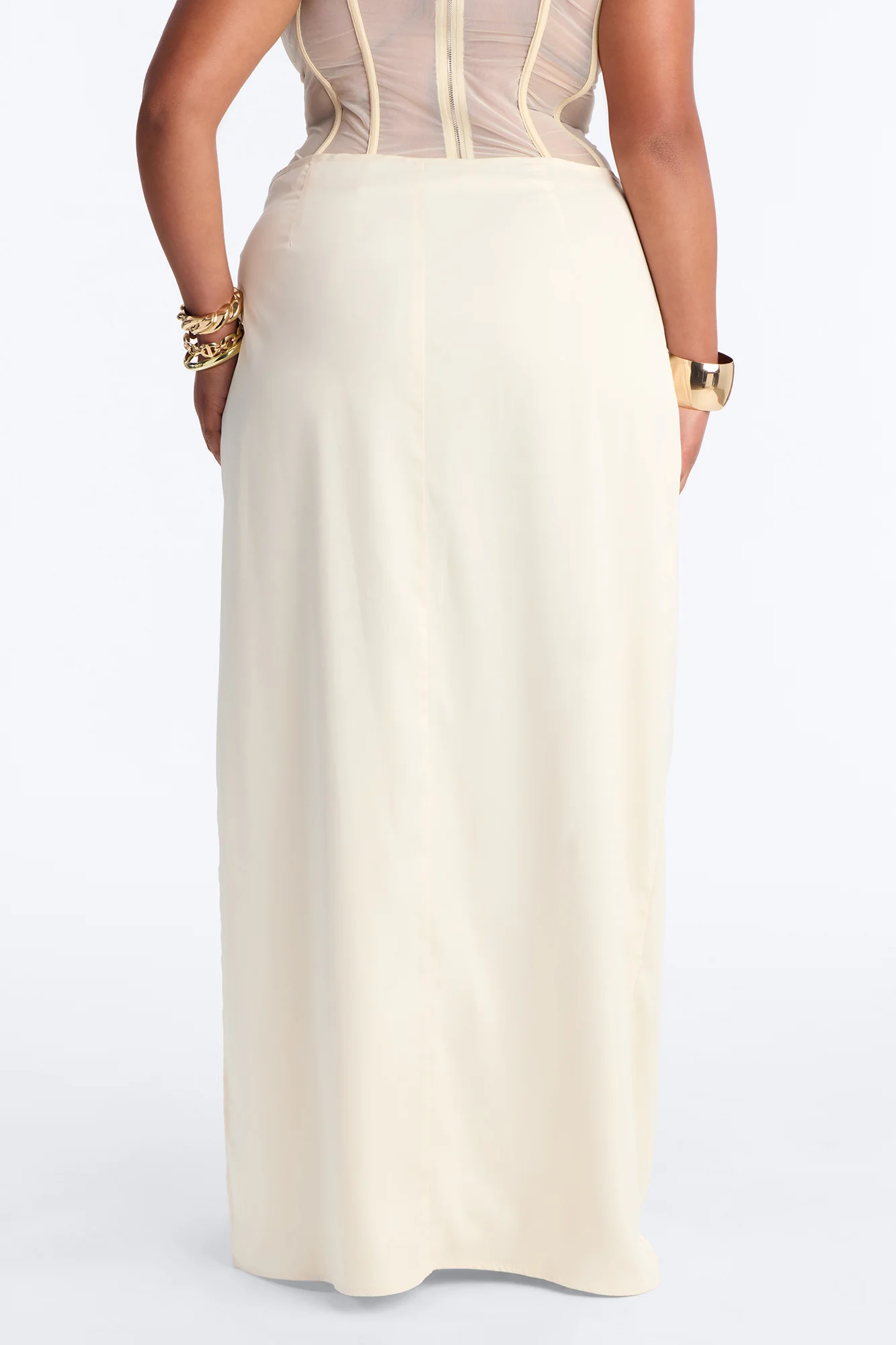 Phoebe Satin Wrap Maxi Skirt - Ivory - Image 8