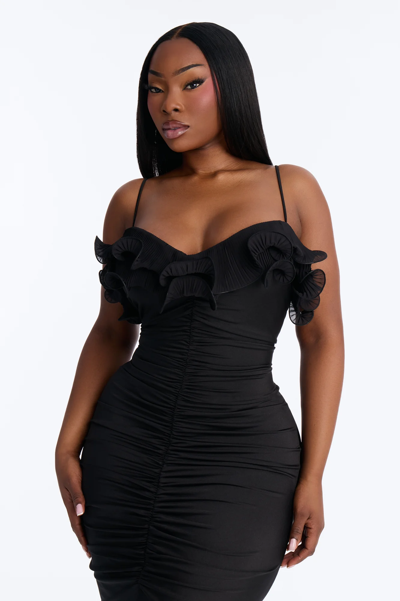 Pick Me Up At 8 Ruffle Gown - Black - Image 2