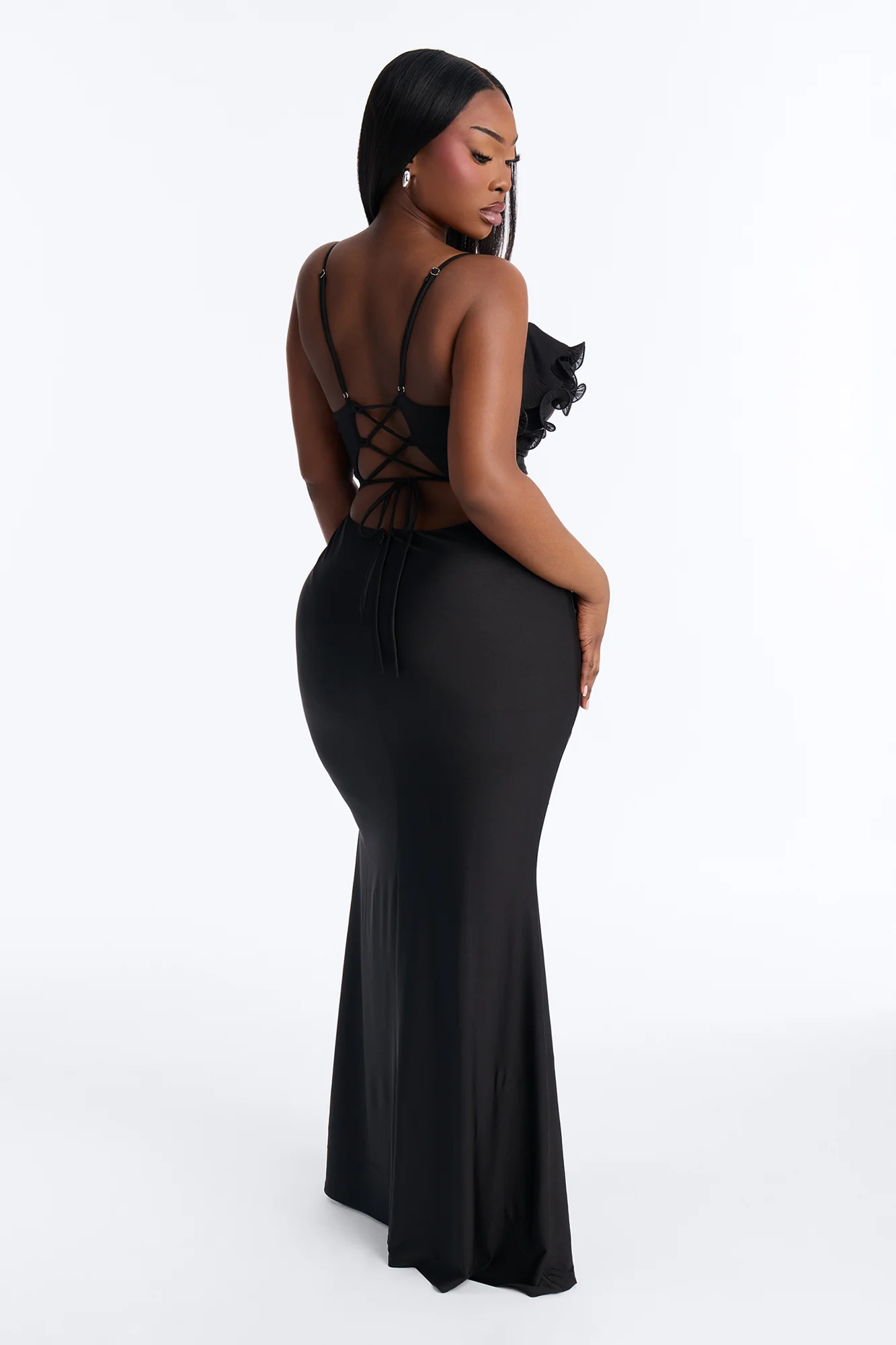 Pick Me Up At 8 Ruffle Gown - Black - Image 4