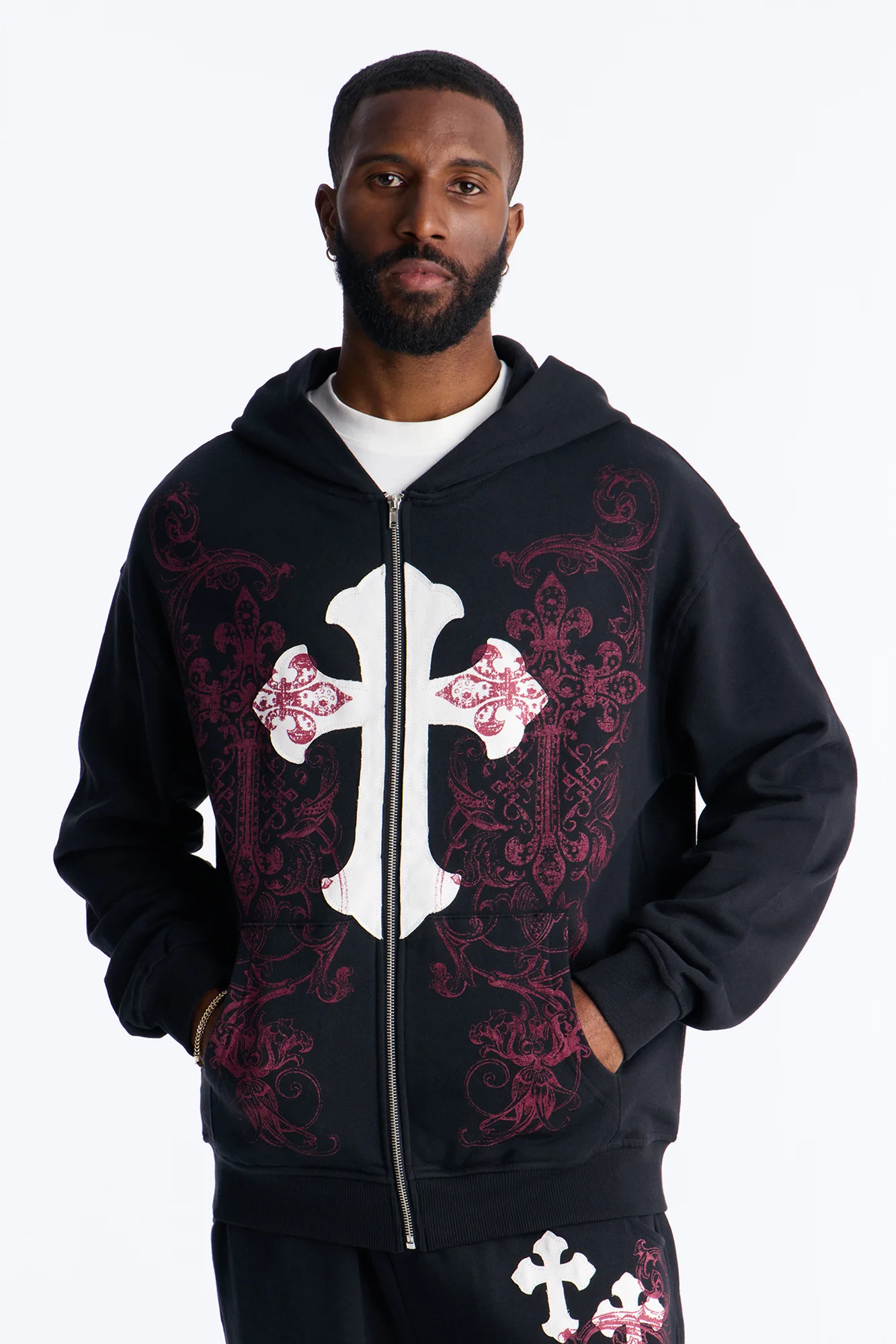 Pick Up Your Cross Patch Zip Hoodie - Black - Image 3