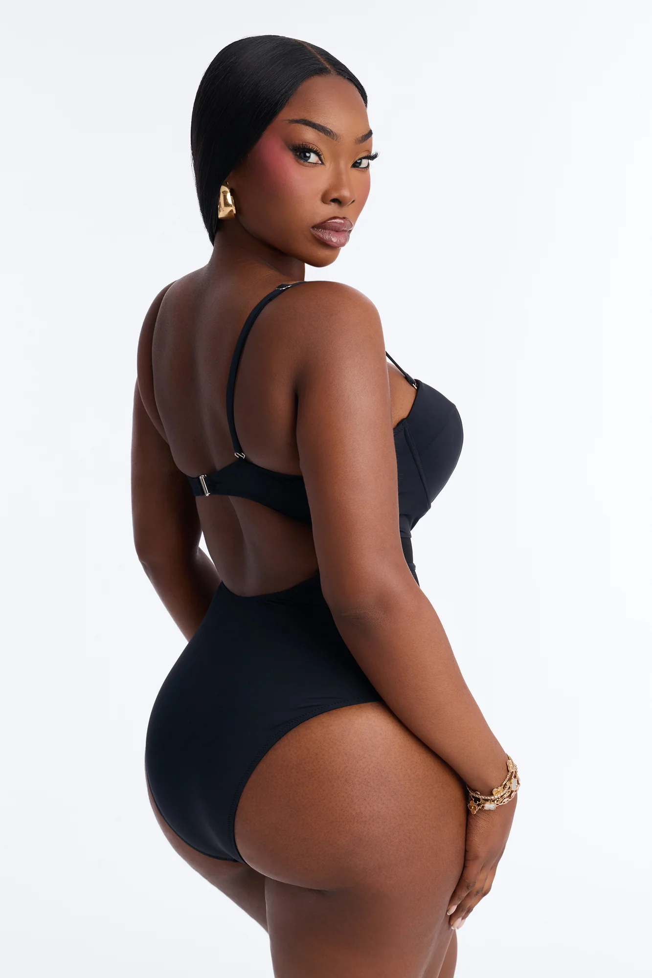 Pier Pressure Underwire Mesh Cutout 1 Piece Swimsuit - Black - Image 5