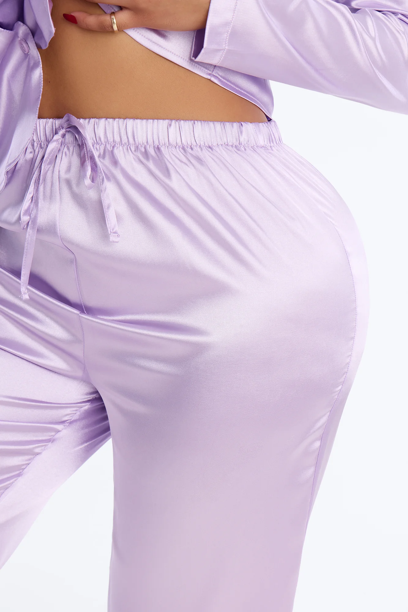 Pillow Fight Stretch Satin PJ Pant Set - Lavender - Image 3
