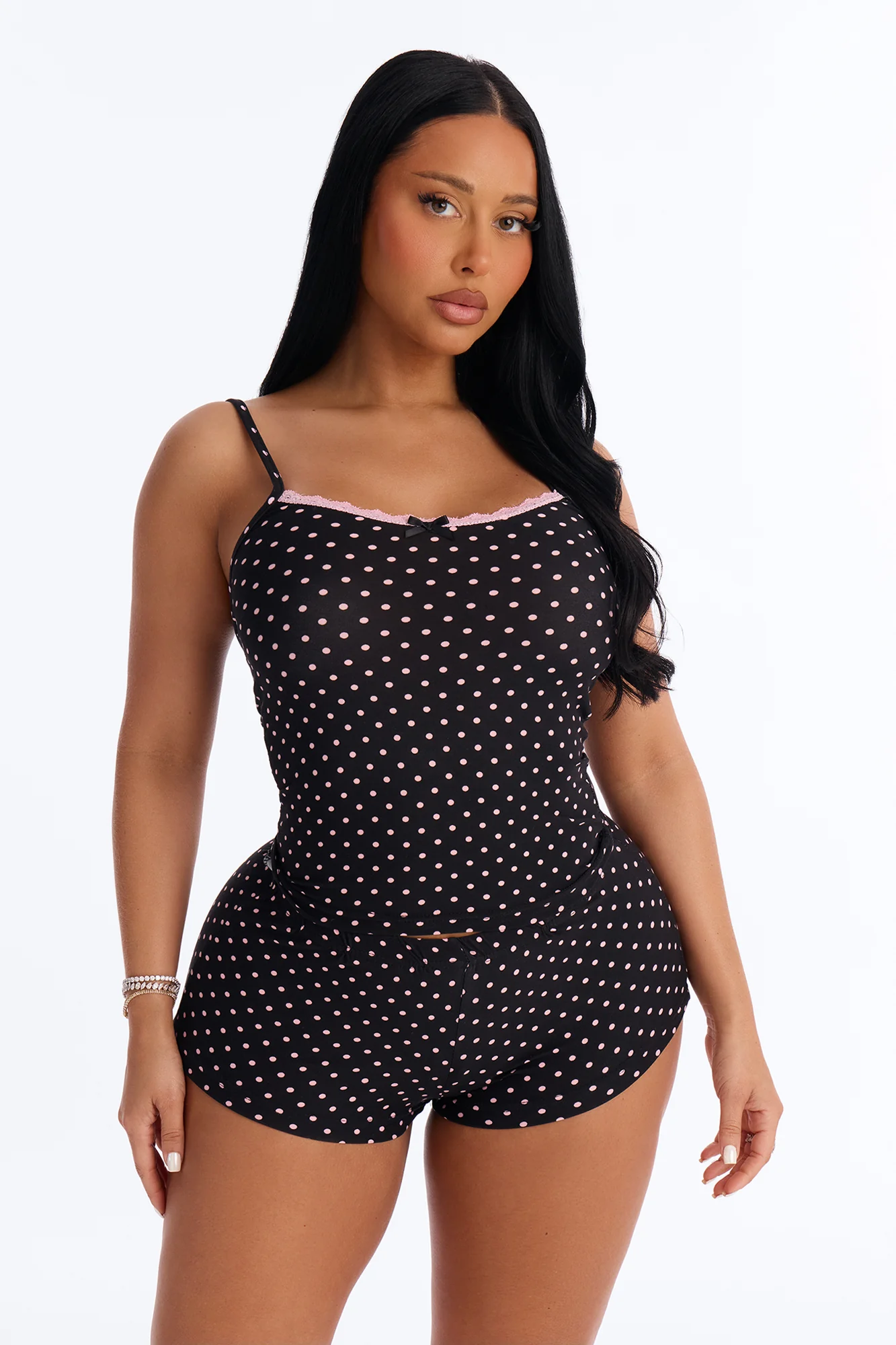 Pillow Talk PJ Short Set - Black/Pink