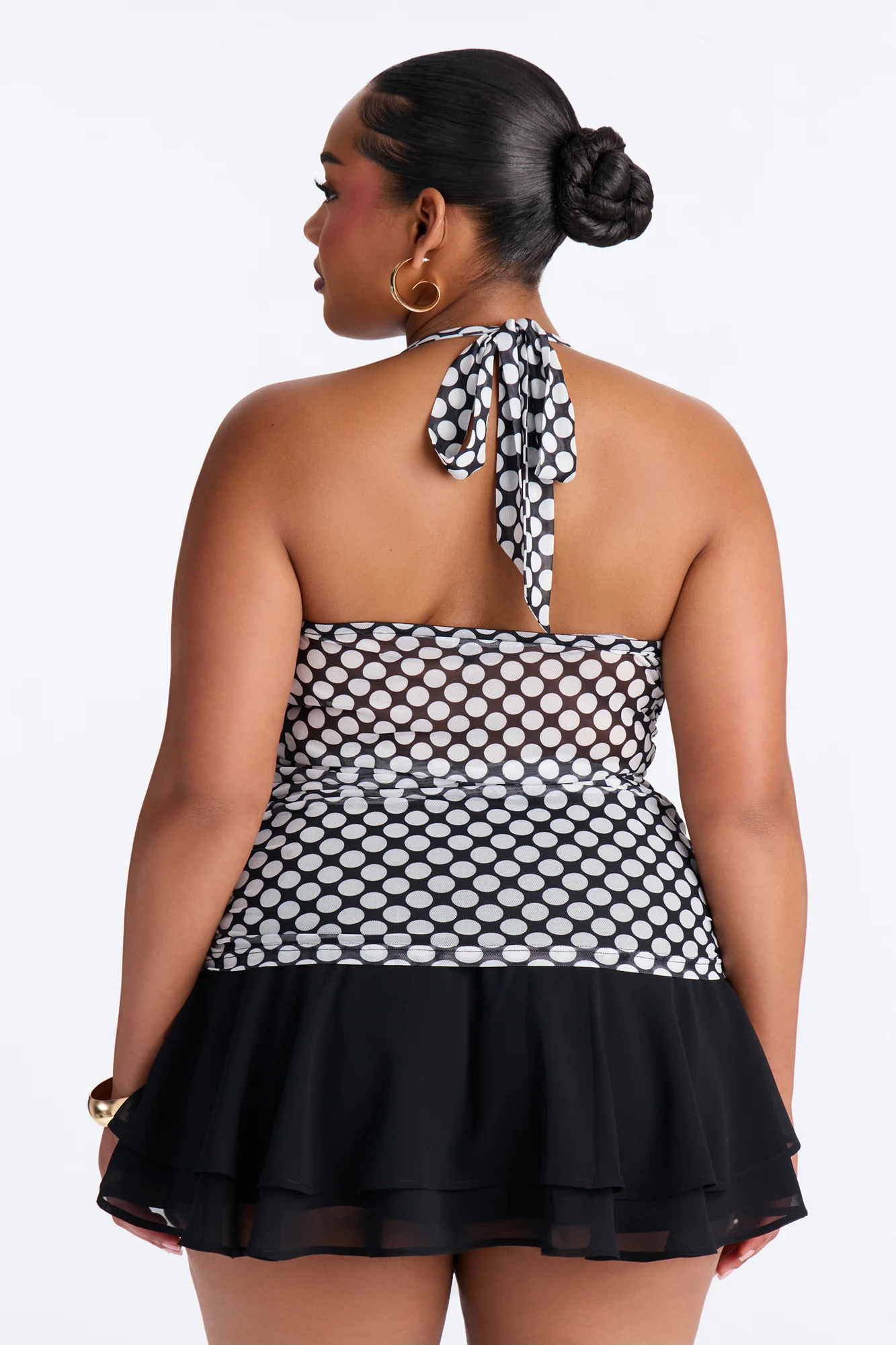 Pin Up Sweetheart Neck Halter Top - Black/combo - Image 10