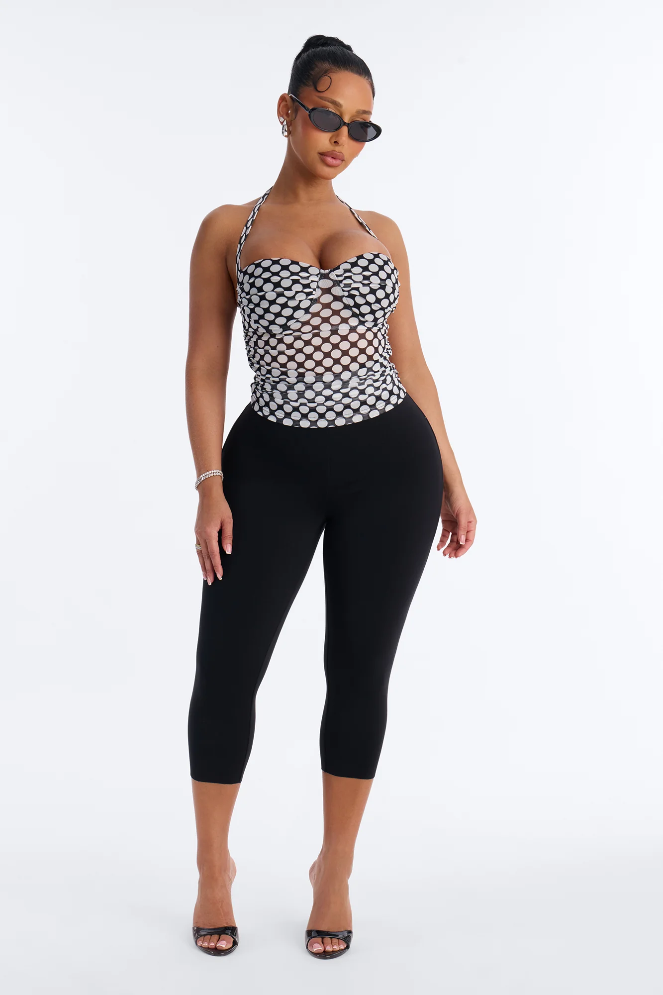 Pin Up Sweetheart Neck Halter Top - Black/combo - Image 2