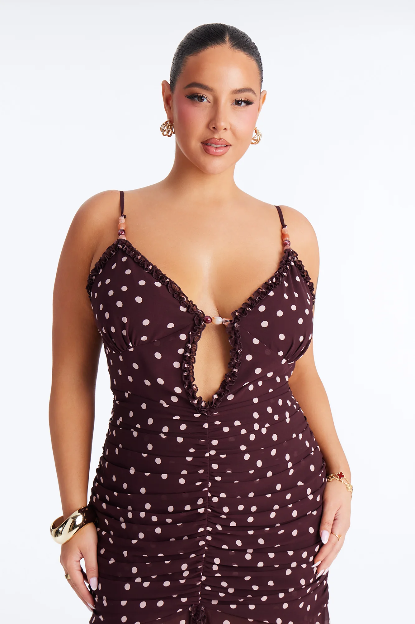 Pippa Polka Dot Chiffon Maxi Dress - Brown/combo - Image 6