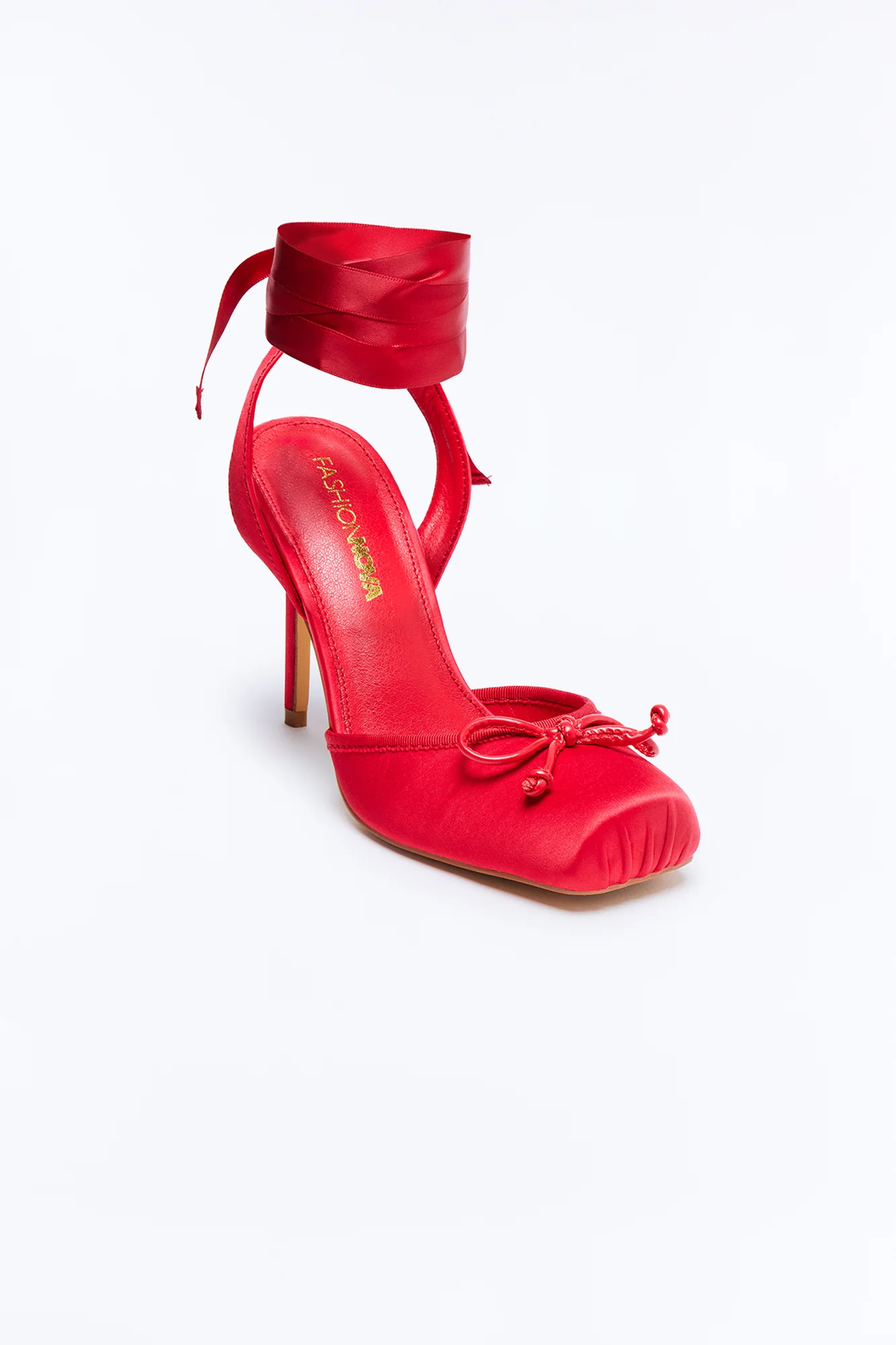 Pirouette Satin Ballet Pumps - Red - Image 2