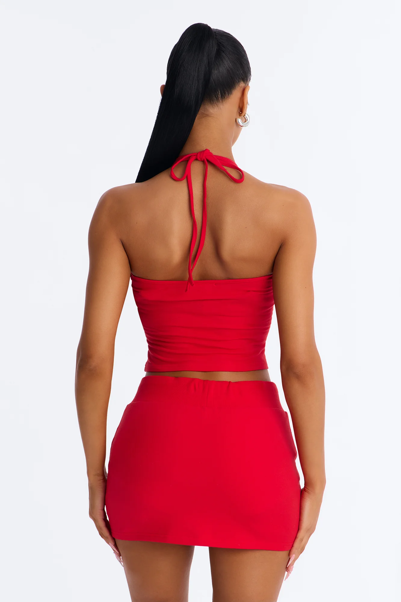 Play Hard Halter Mini Skirt Set - Red - Image 4