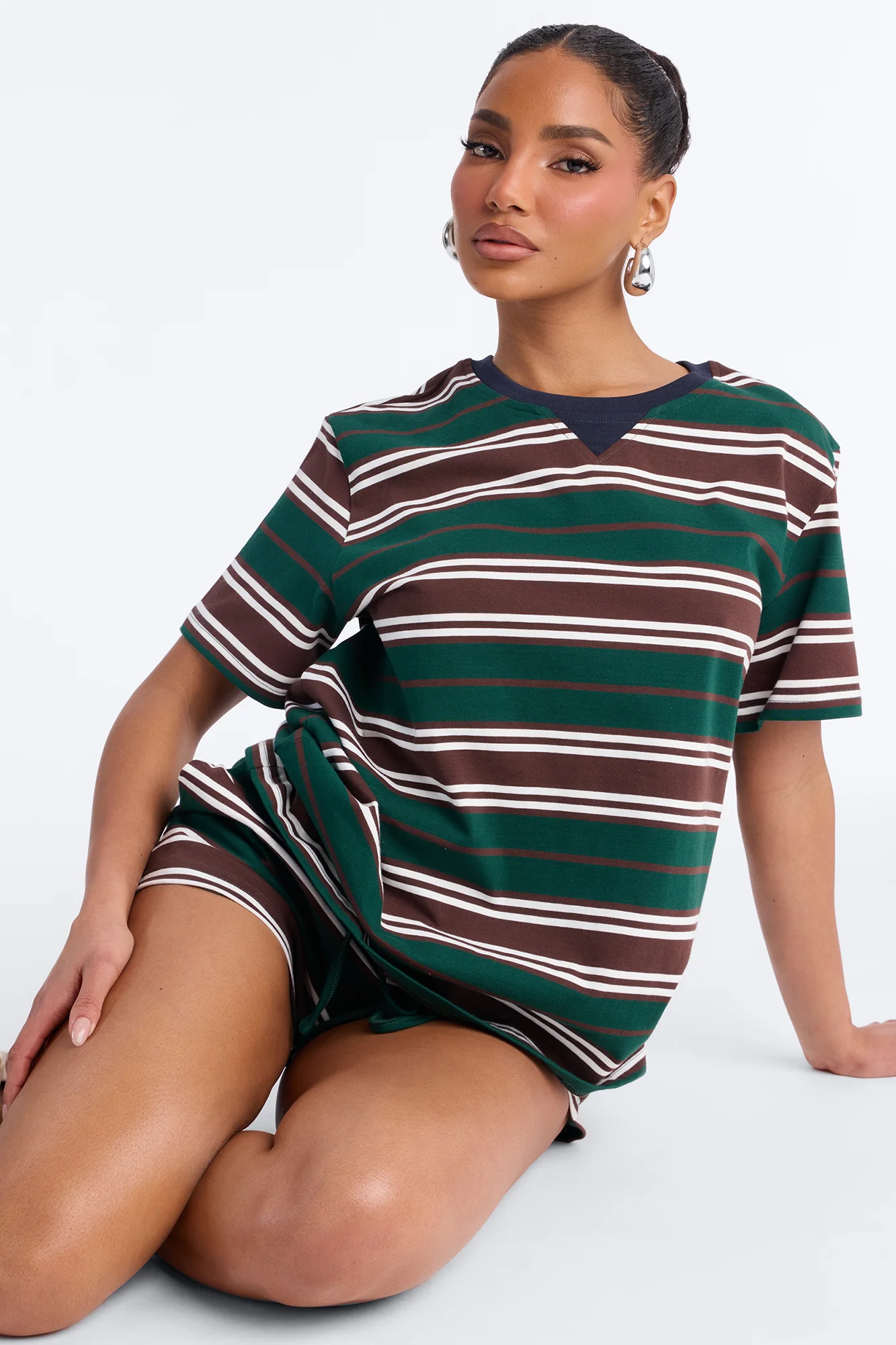 Playdate Stripes Short Set - Green/combo - Image 2