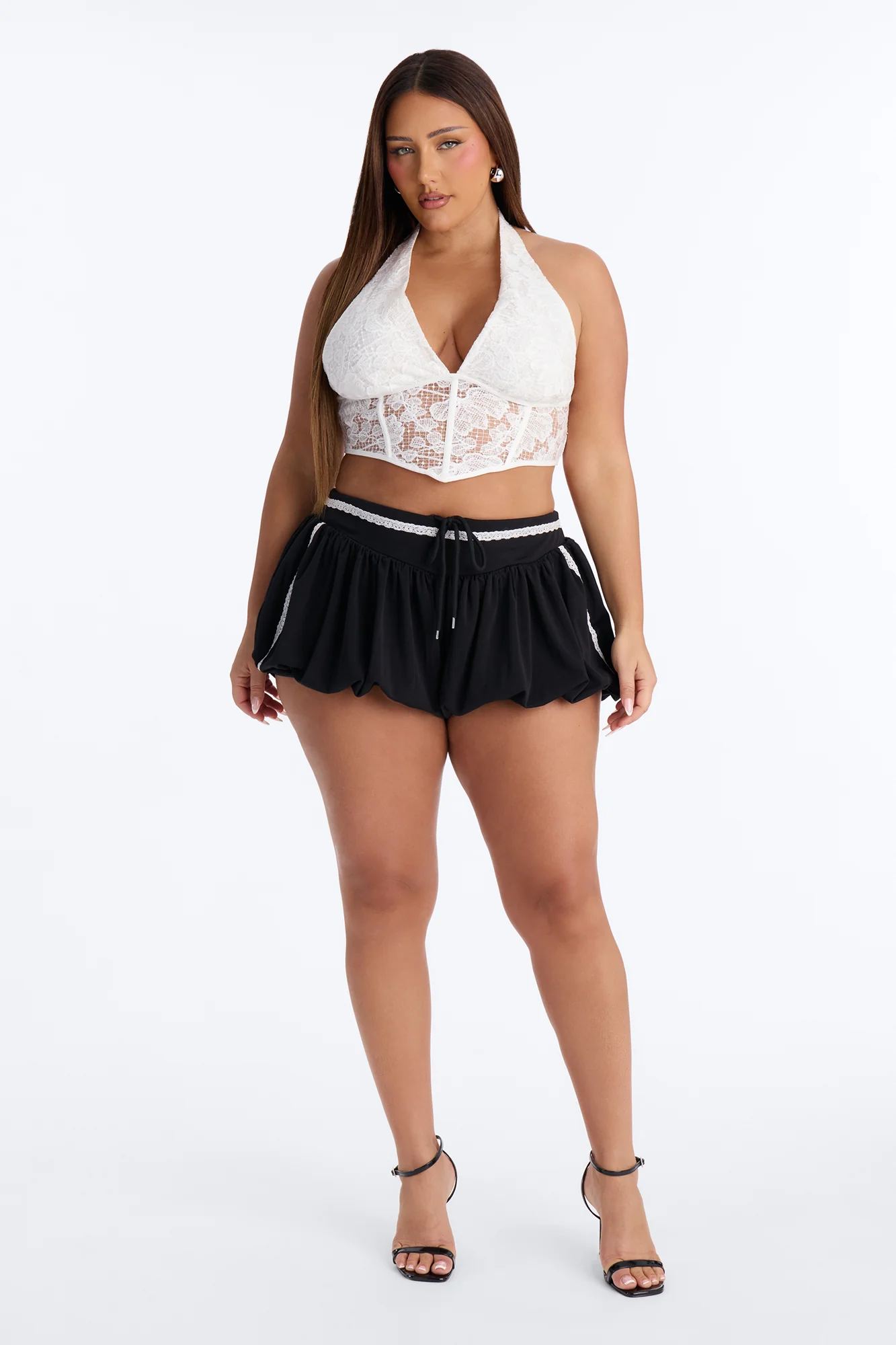 Playing Games Lace Trim Bubble Micro Short - Black/combo - Image 5