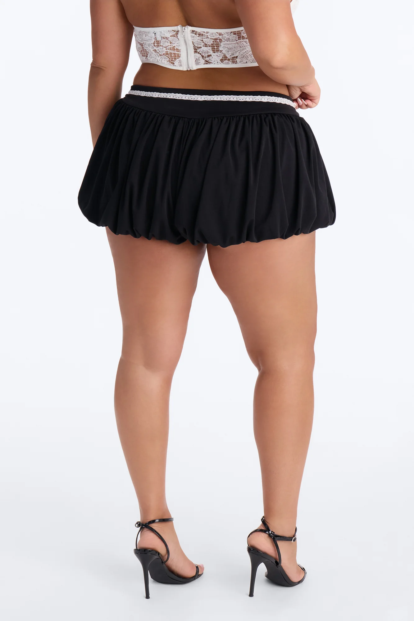 Playing Games Lace Trim Bubble Micro Short - Black/combo - Image 8