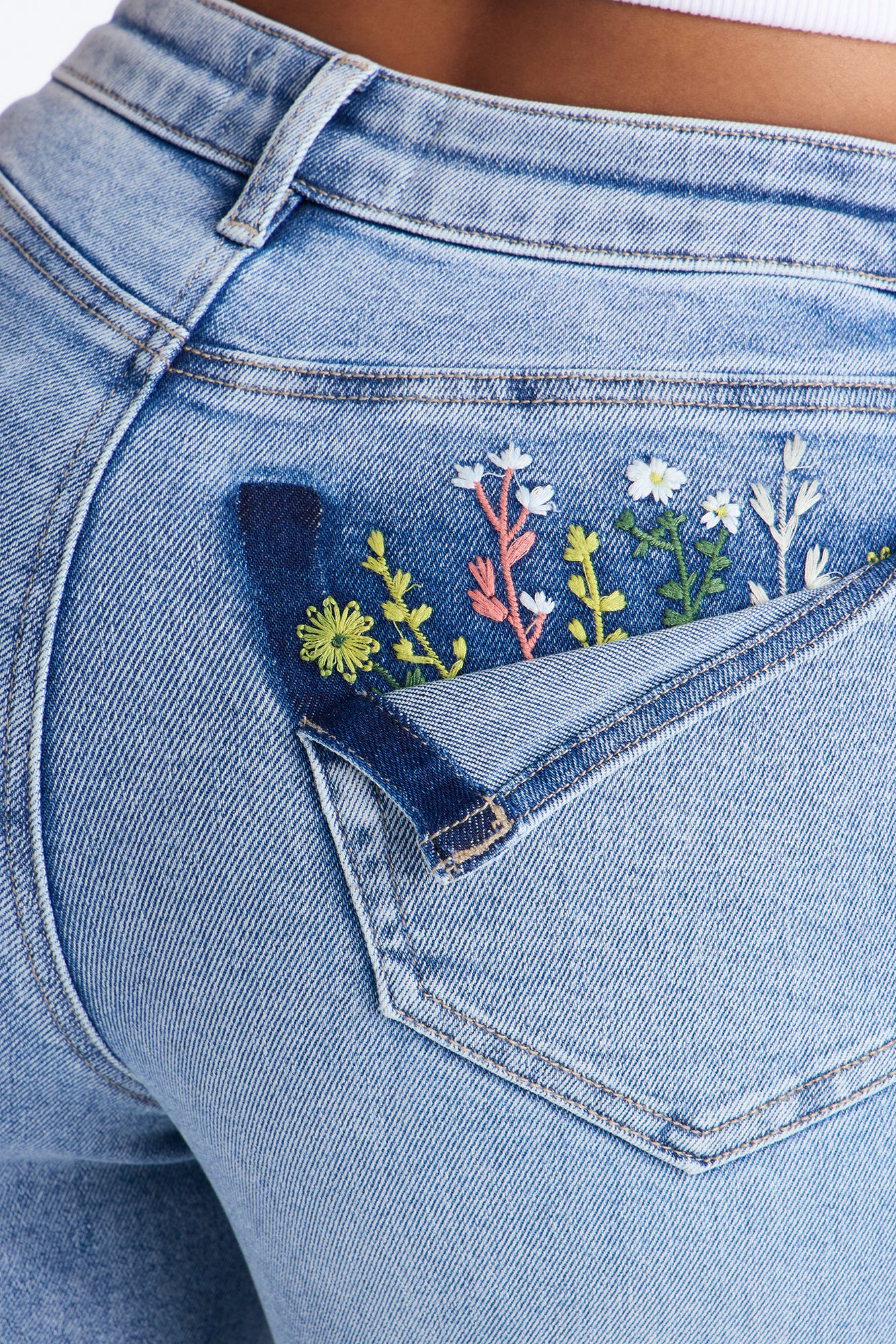 Pocketful Of Flowers Embroidered Jeans - Medium Wash - Image 5