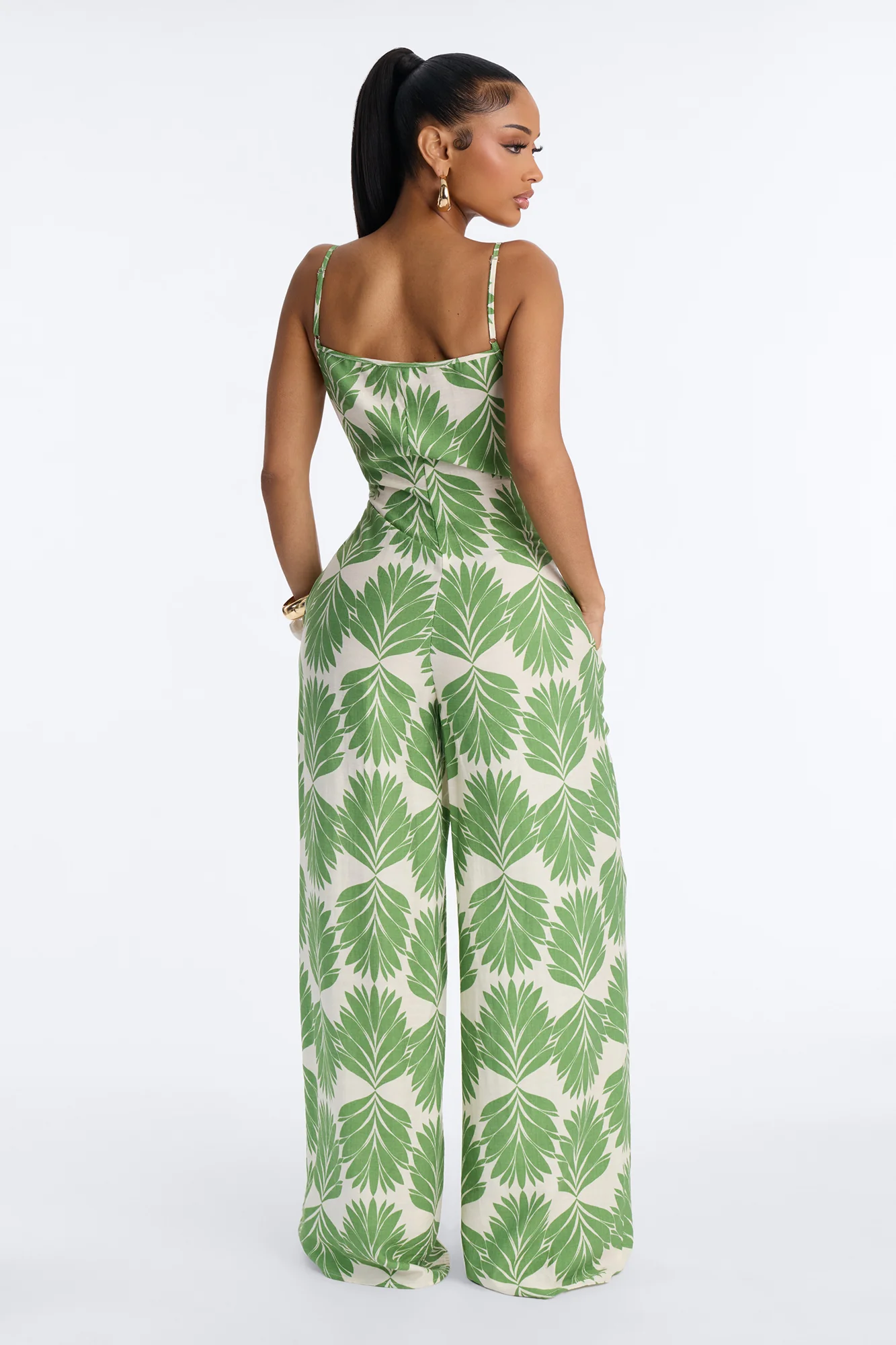 Pool Hours Linen Jumpsuit - Green - Image 4