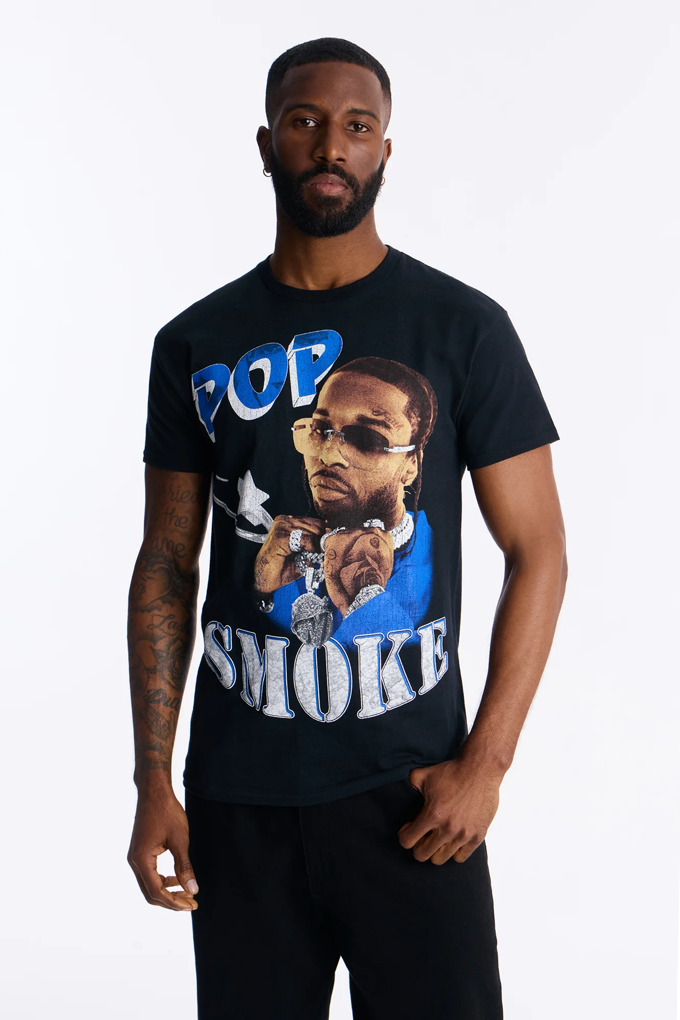 Pop Smoke Aim For The Moon Graphic Short Sleeve Tee - Black