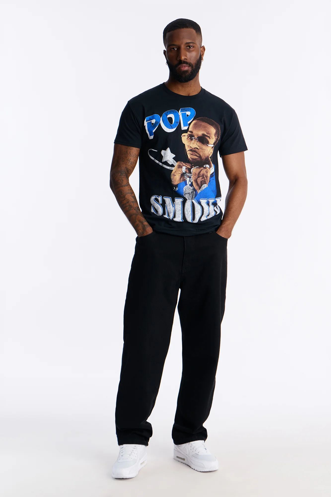 Pop Smoke Aim For The Moon Graphic Short Sleeve Tee - Black - Image 2