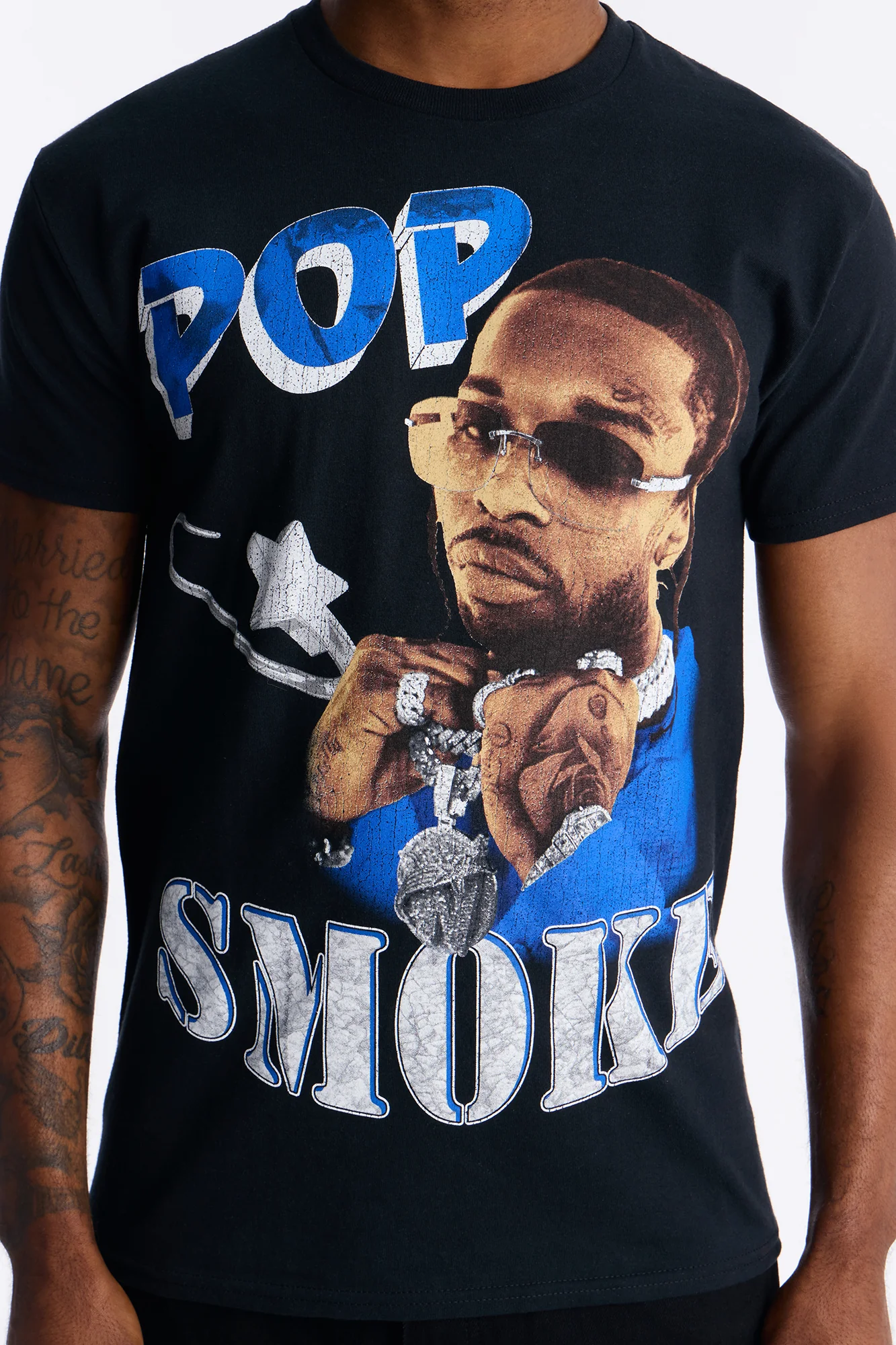Pop Smoke Aim For The Moon Graphic Short Sleeve Tee - Black - Image 3