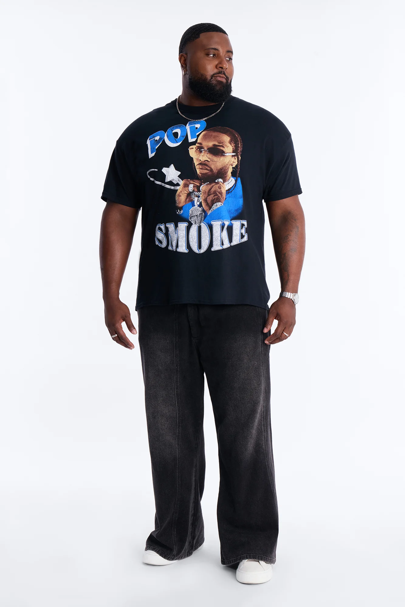 Pop Smoke Aim For The Moon Graphic Short Sleeve Tee - Black - Image 6
