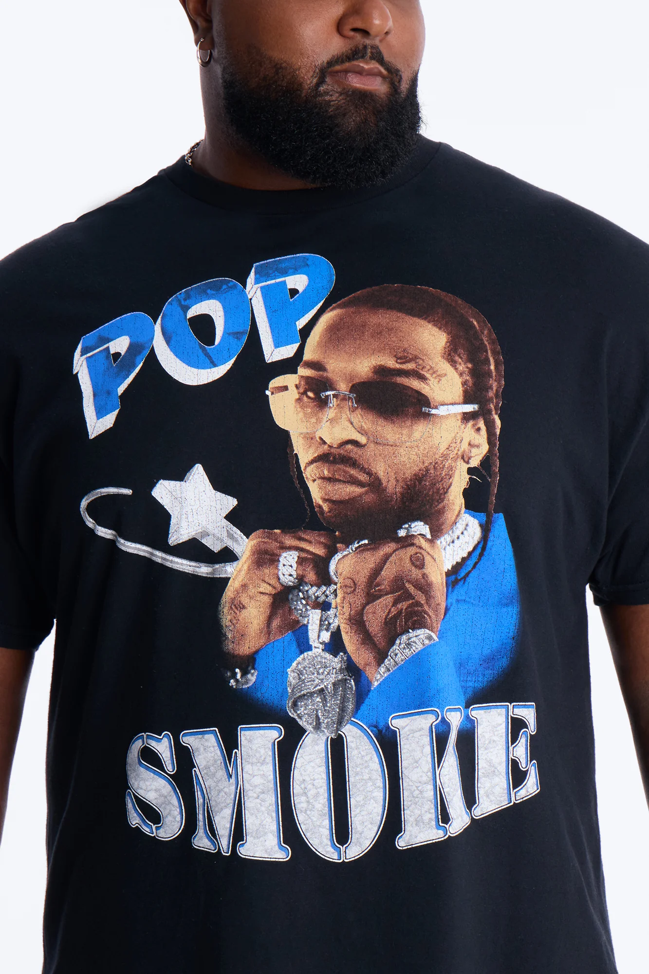 Pop Smoke Aim For The Moon Graphic Short Sleeve Tee - Black - Image 7