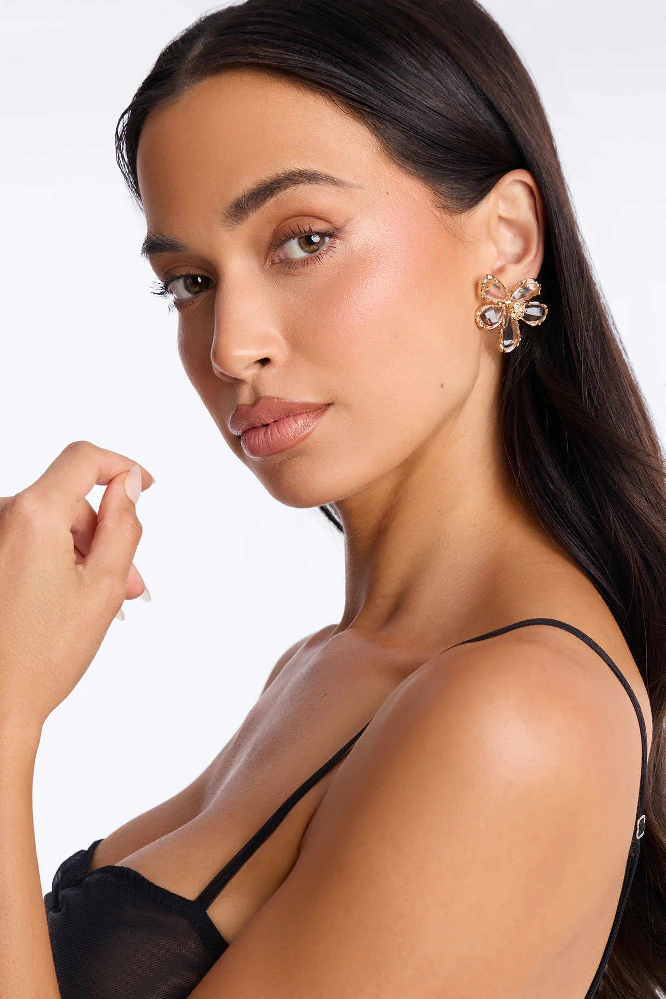 Poppy Floral Earrings - Gold - Image 2