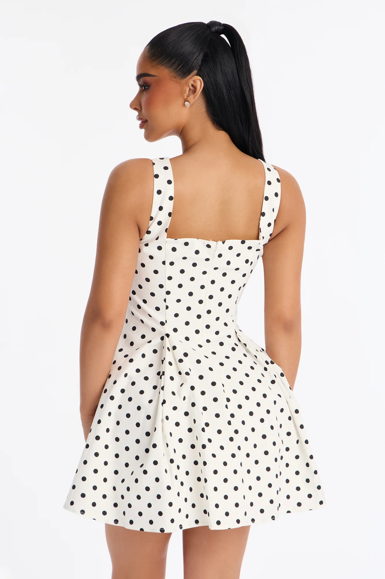 Poppy Polka Dot Linen Mini Dress - White/Black - Image 3