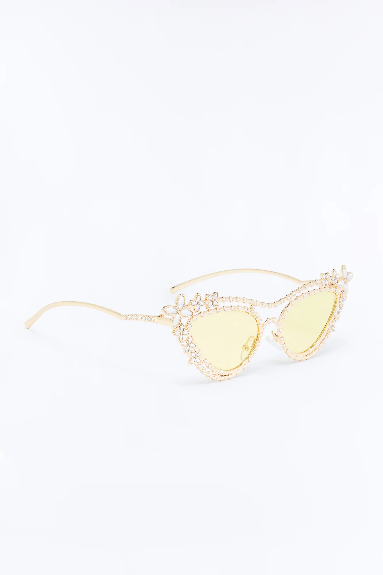 Poppy Rhinestone Sunglasses - Gold/Yellow - Image 4