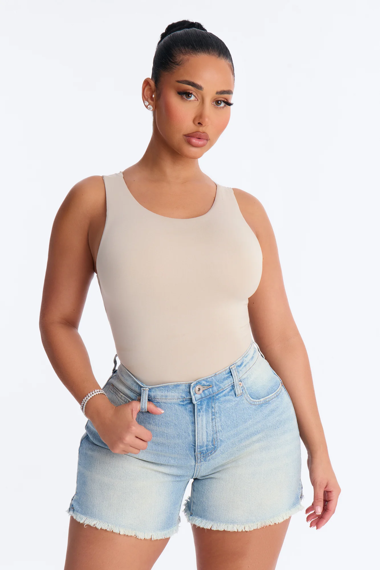 Poppy Sleeveless Bodysuit - Stone - Image 3