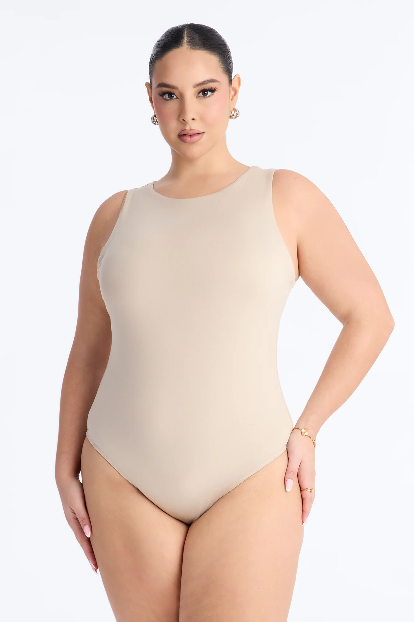 Poppy Sleeveless Bodysuit - Stone - Image 5
