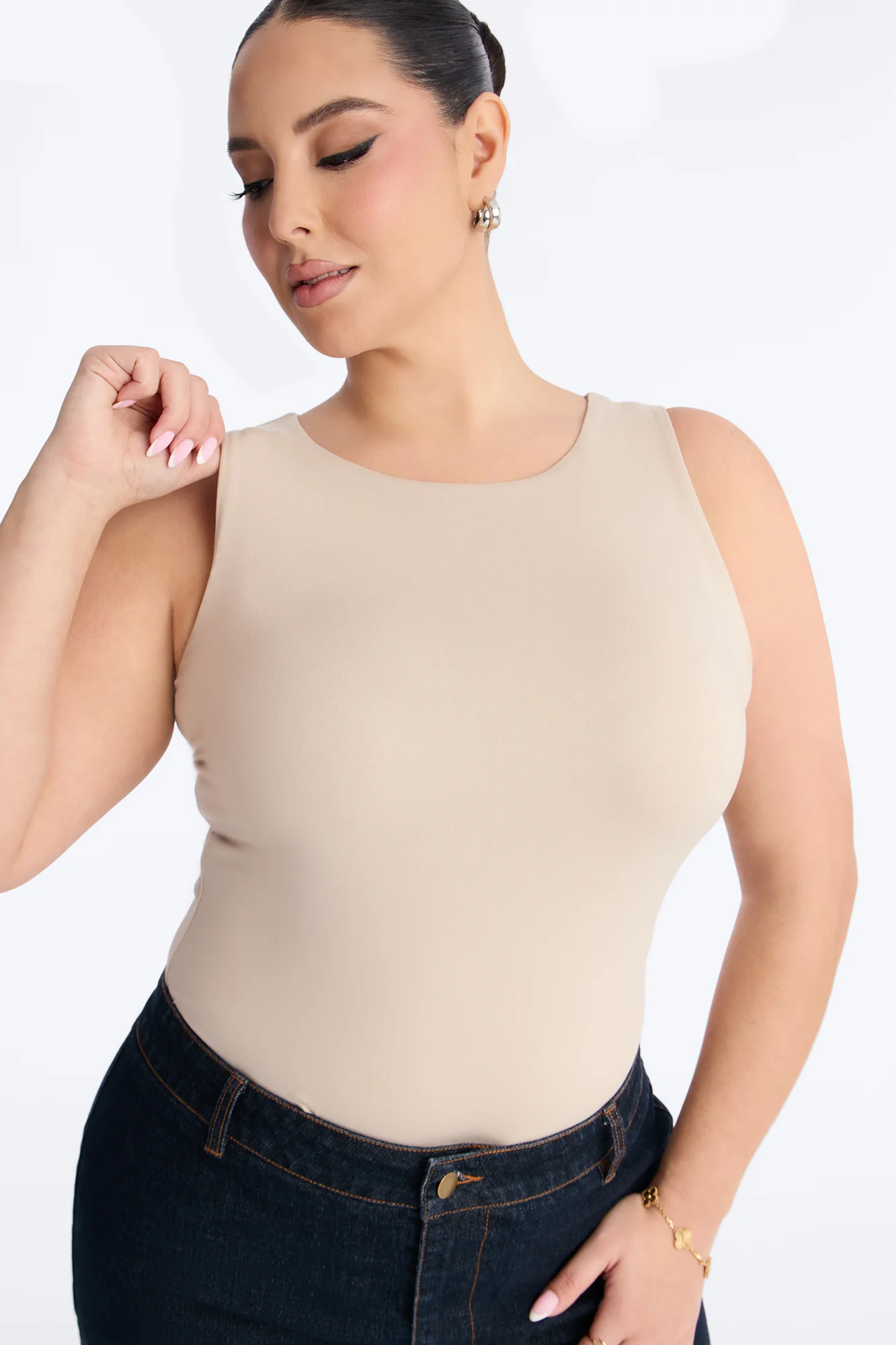 Poppy Sleeveless Bodysuit - Stone - Image 7