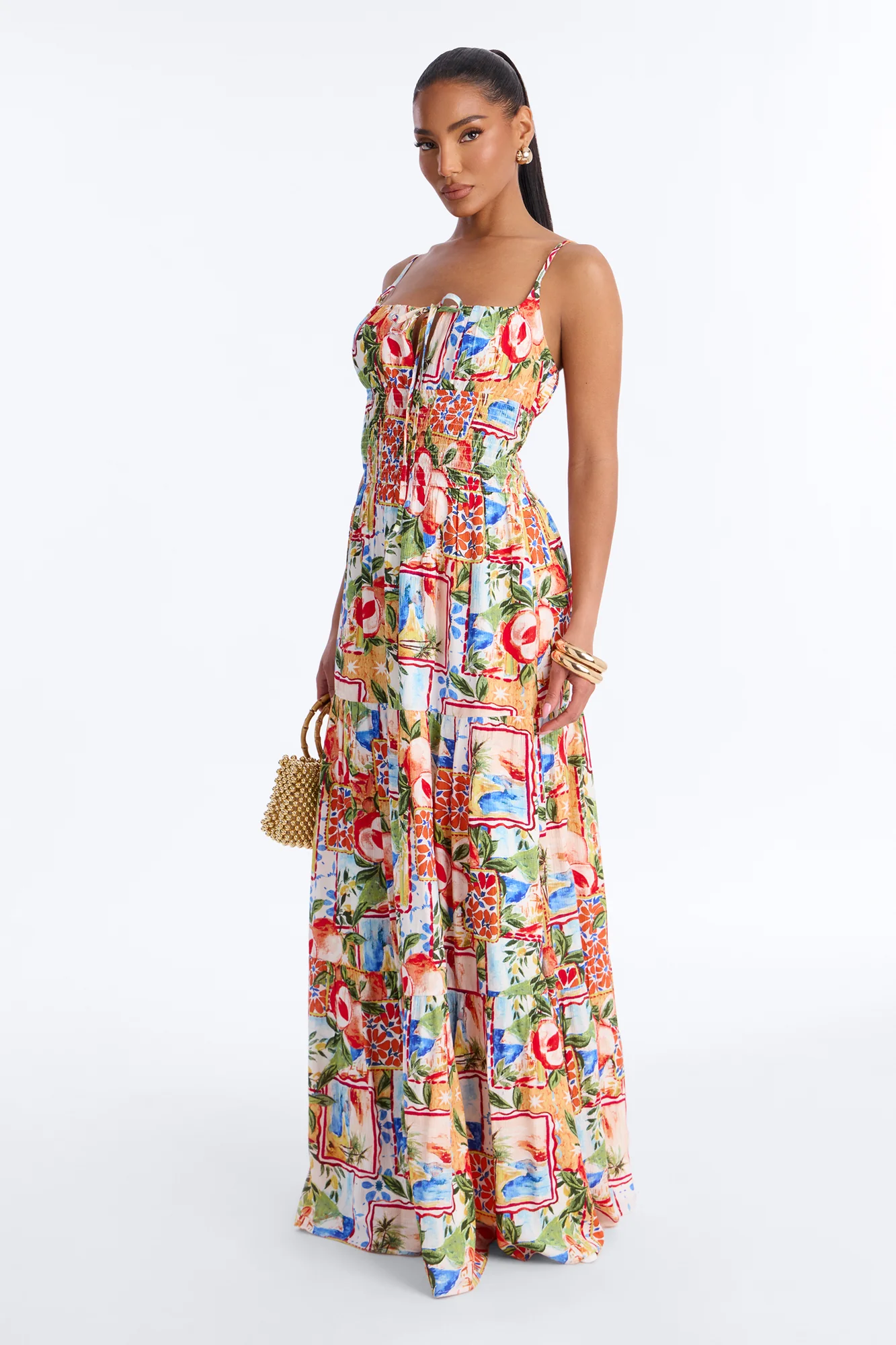 Portofino Smocked Maxi Dress - Multi Color