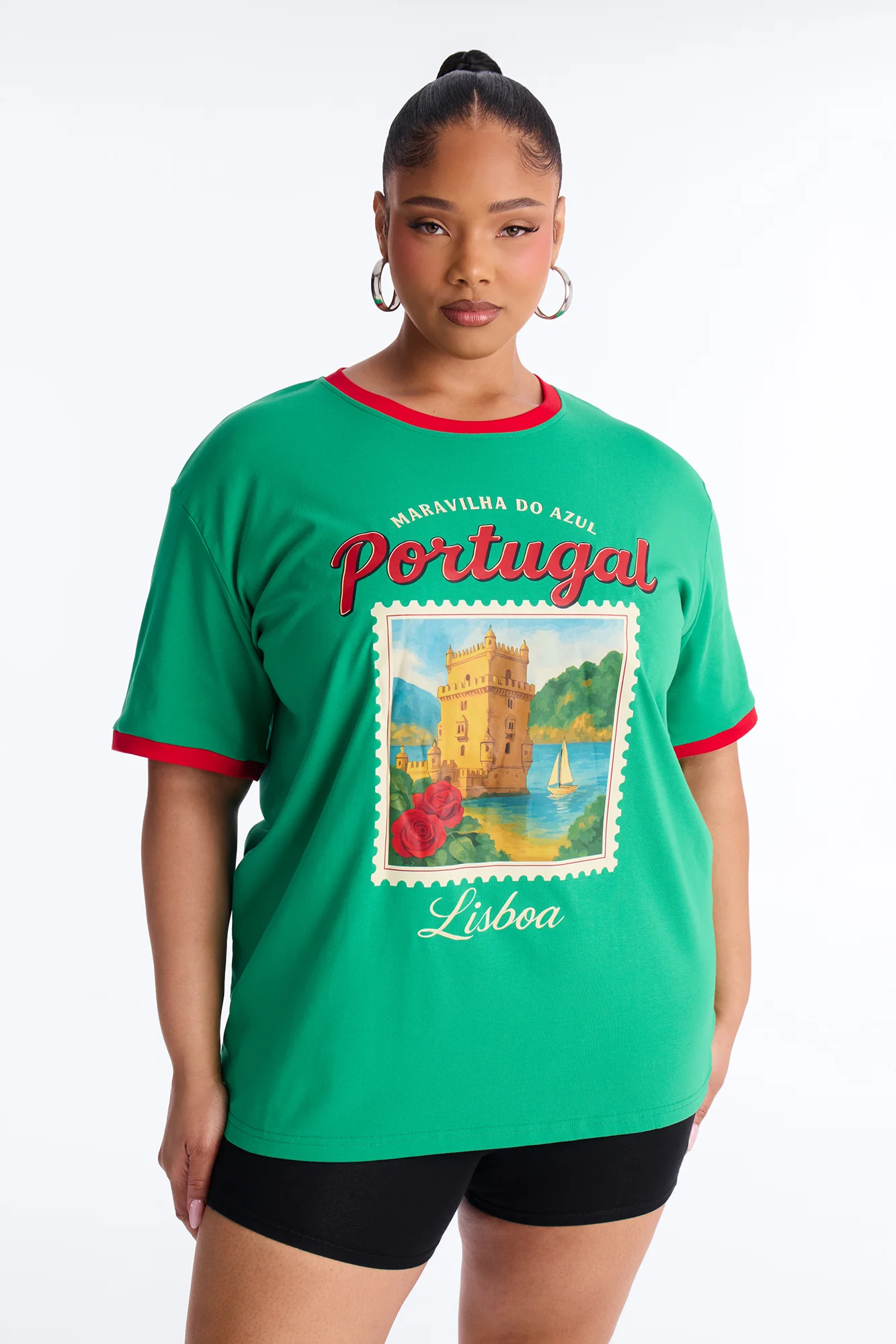 Portugal Oversized Ringer Tee - Green - Image 5