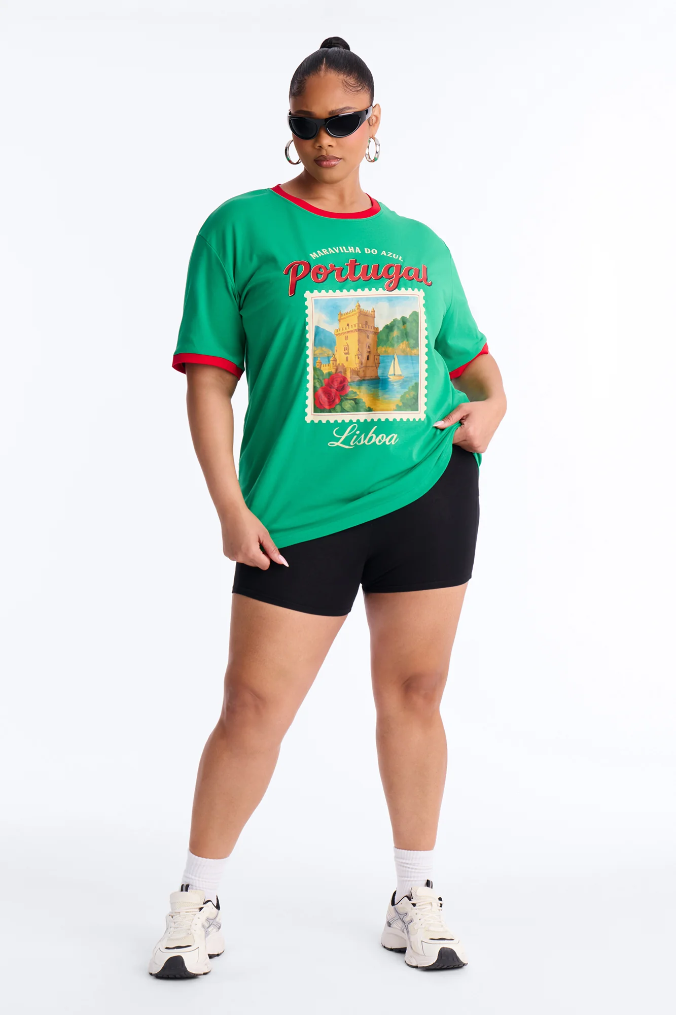 Portugal Oversized Ringer Tee - Green - Image 6
