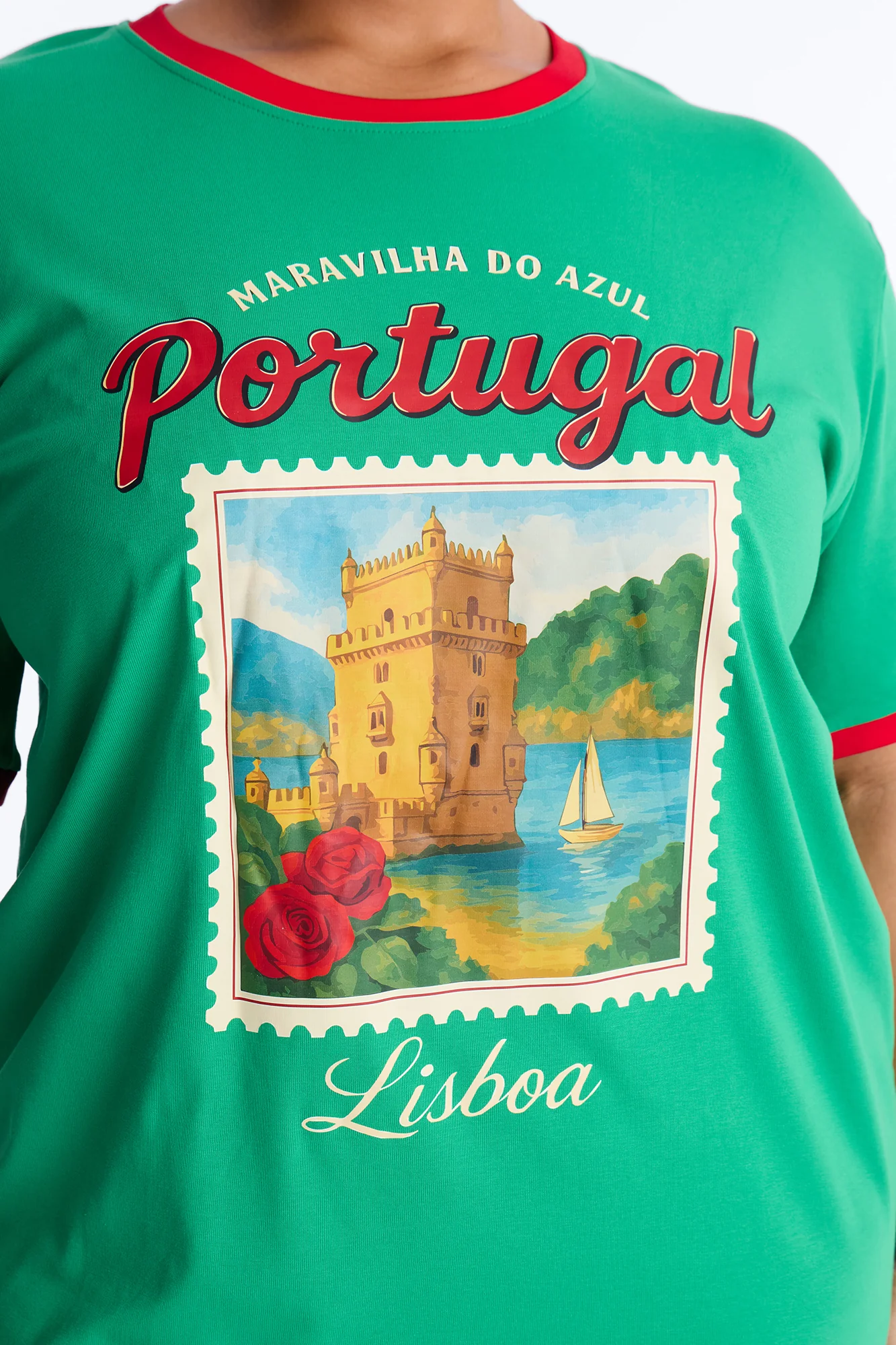Portugal Oversized Ringer Tee - Green - Image 7
