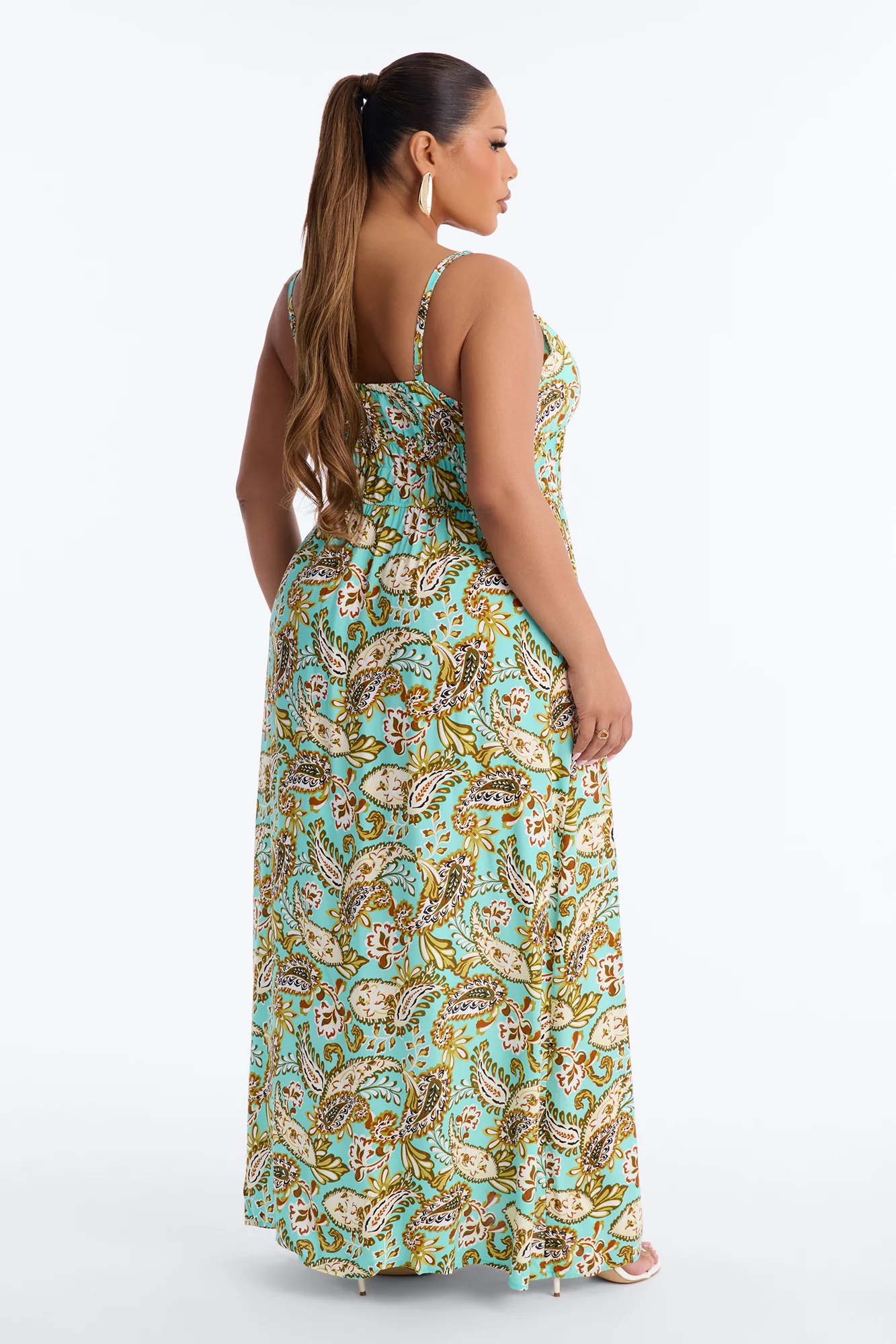 Posie Printed Flowy Maxi Dress - Aqua/Combo - Image 8