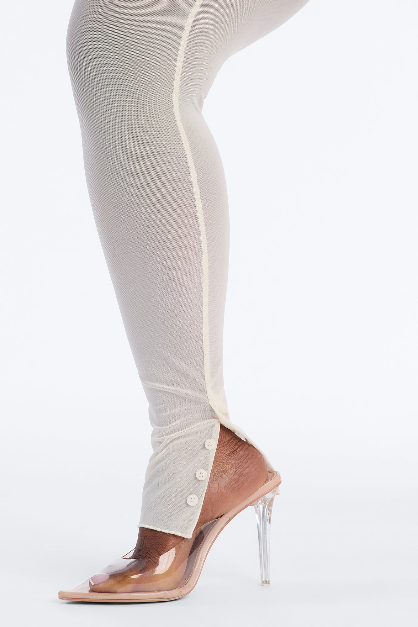 Power Mesh High Waisted Leggings - Bone - Image 7