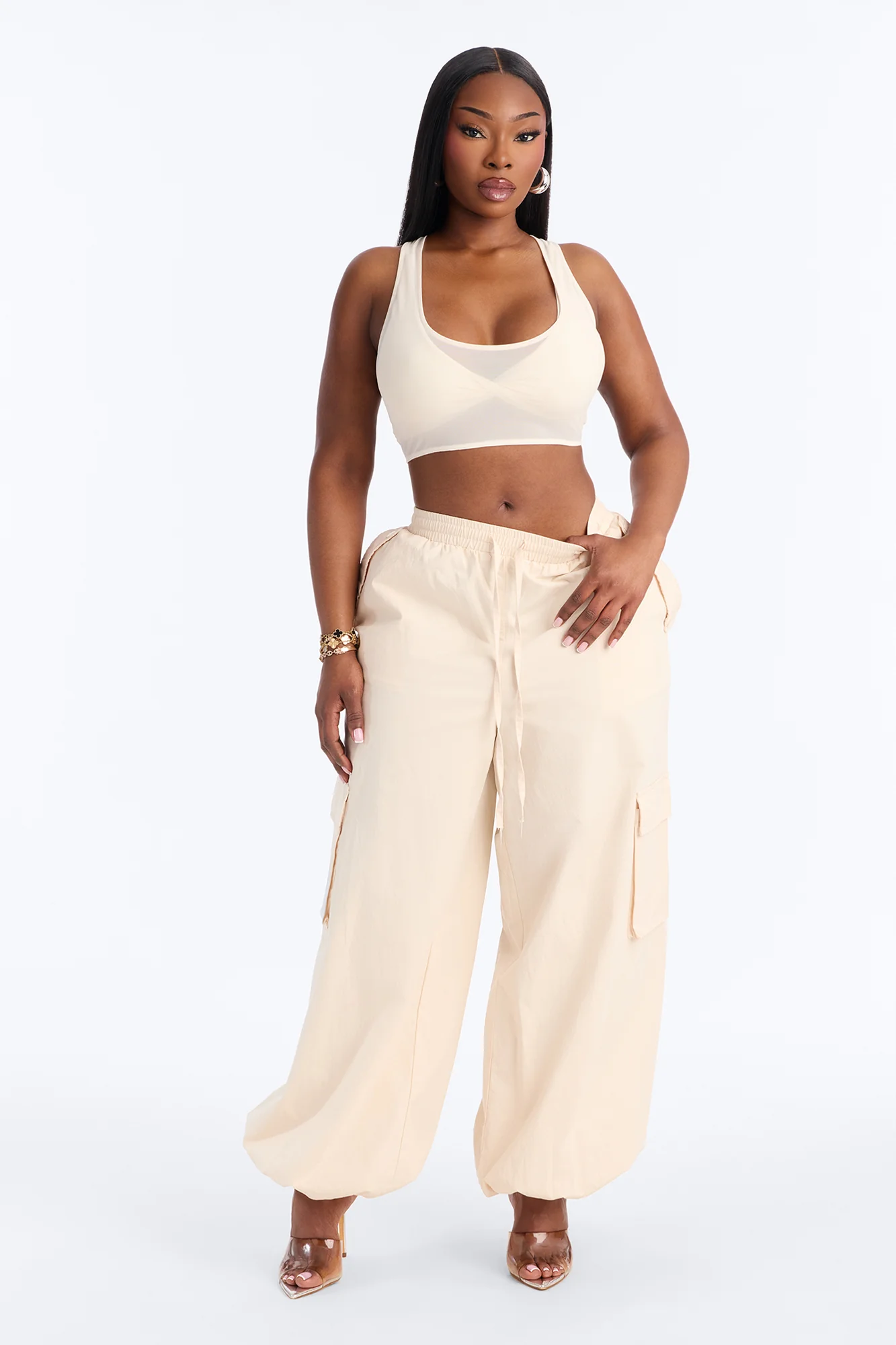 Power Mesh Racerback Bra Top - Bone - Image 6