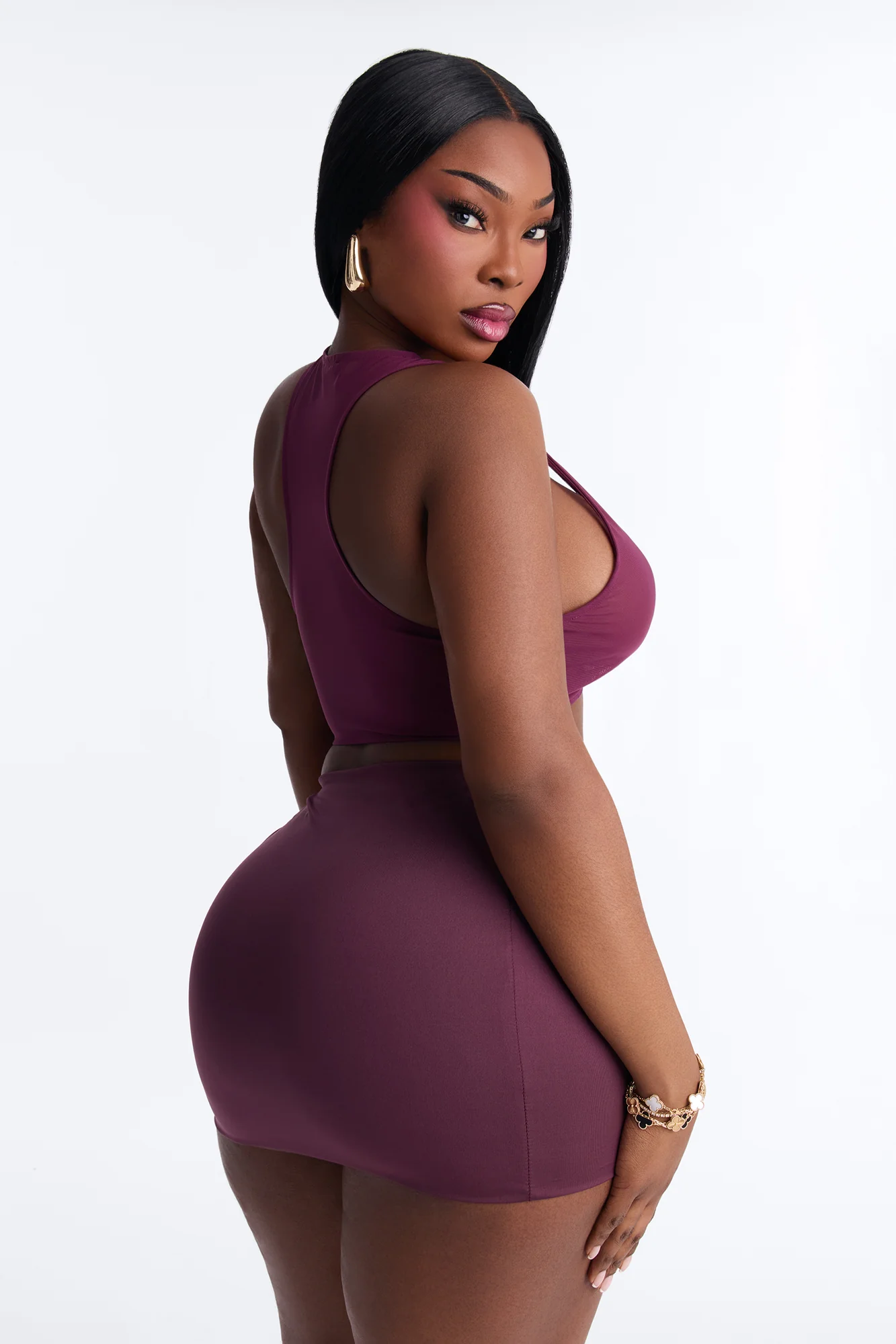 Power Mesh Racerback Bra Top - Plum - Image 7