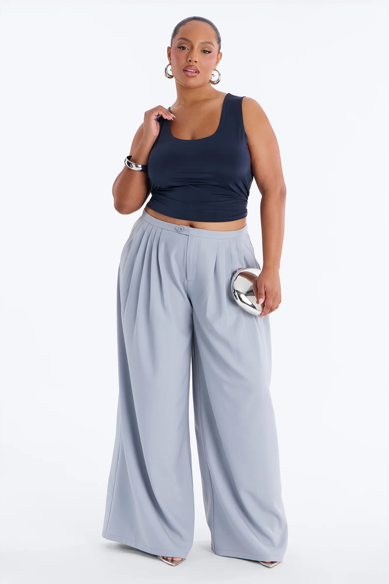 Power Moves Daily Pleated Low Rise Trouser 33″ - Blue - Image 5