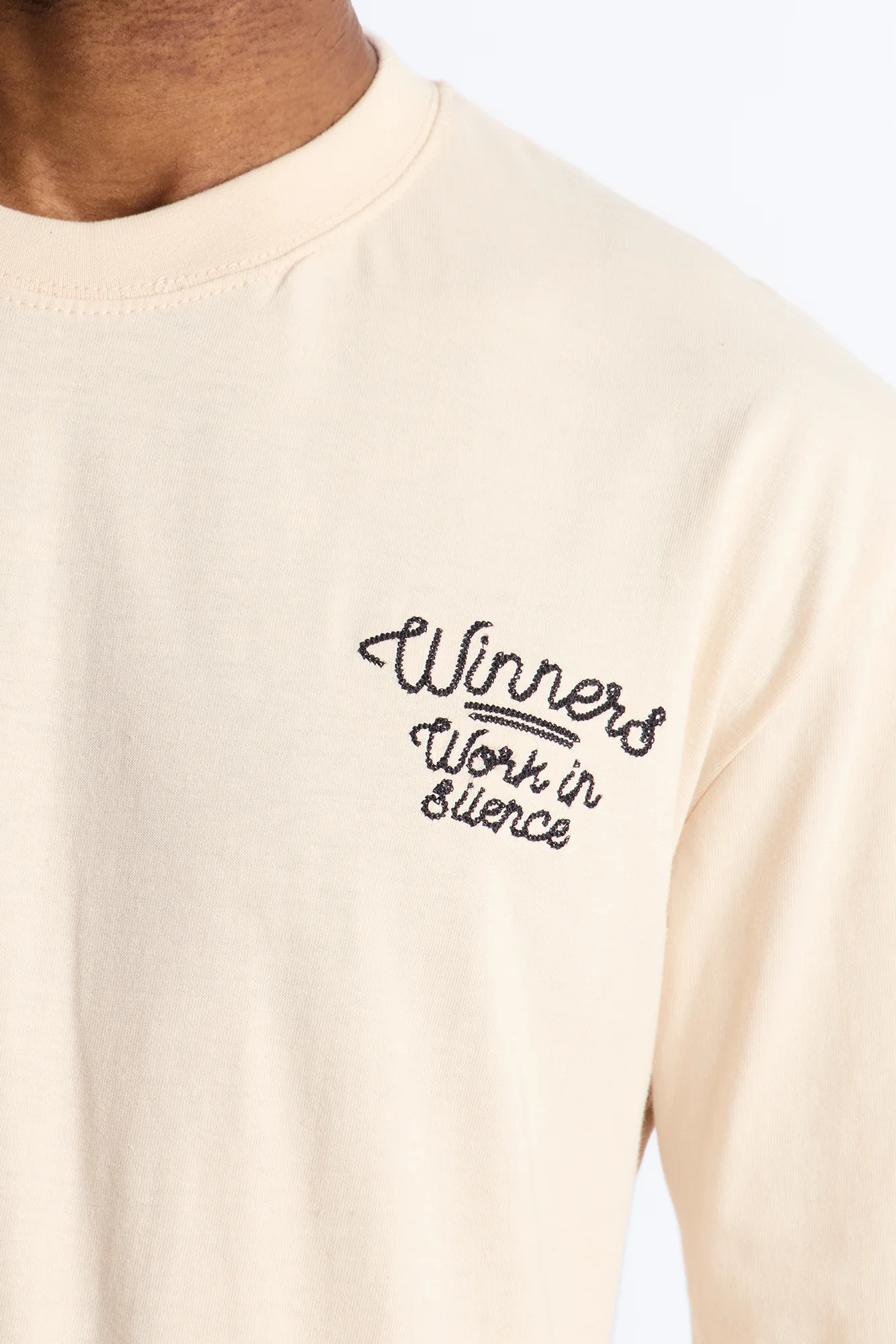 Pray And Paper Chase Embroidery Short Sleeve Tee - Khaki - Image 3